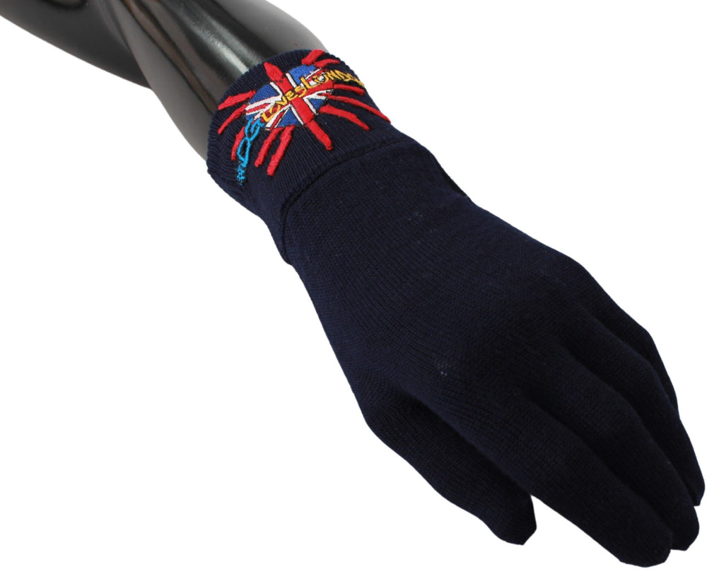 Dolce &amp; Gabbana Blue #DGLovesLondon Embroidered Wool Gloves
