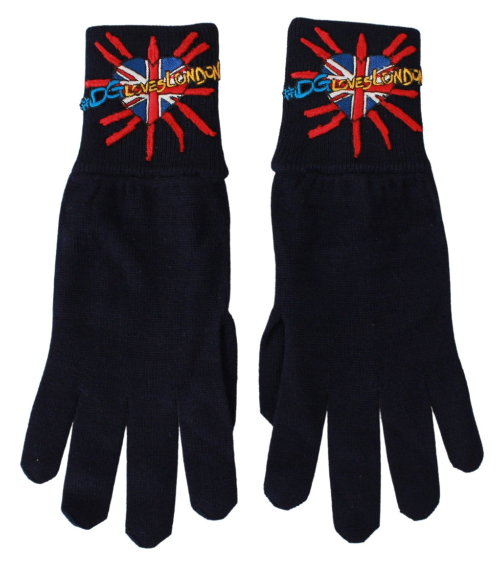 Dolce &amp; Gabbana Blue #DGLovesLondon Embroidered Wool Gloves
