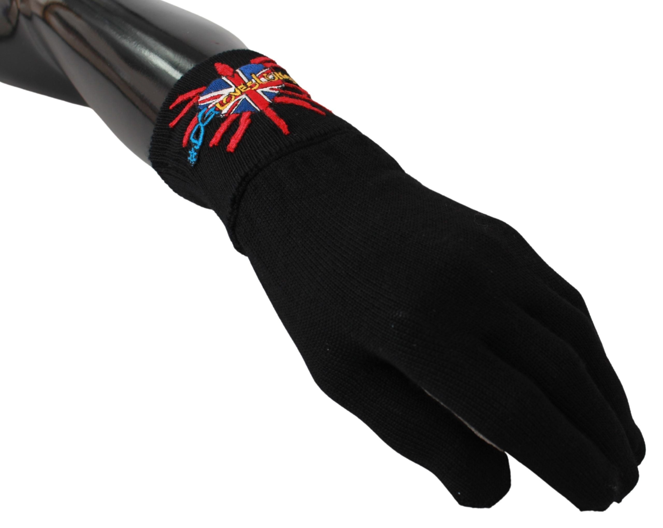 Dolce &amp; Gabbana Black #DGLovesLondon Embroidered Wool Gloves