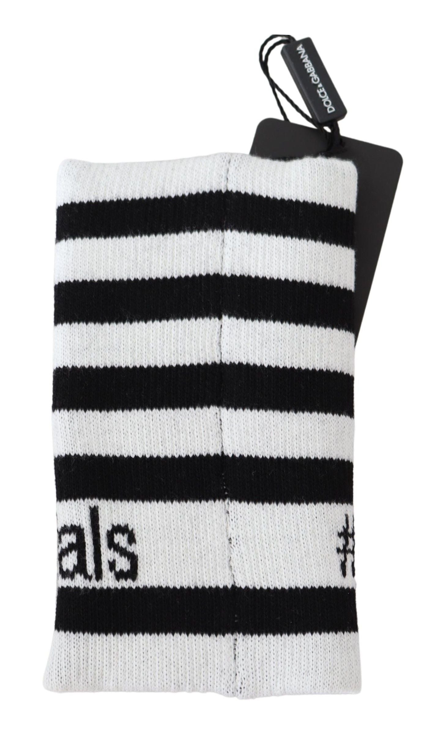 Dolce &amp; Gabbana Black White Wool DGMillennials Wristband Wrap