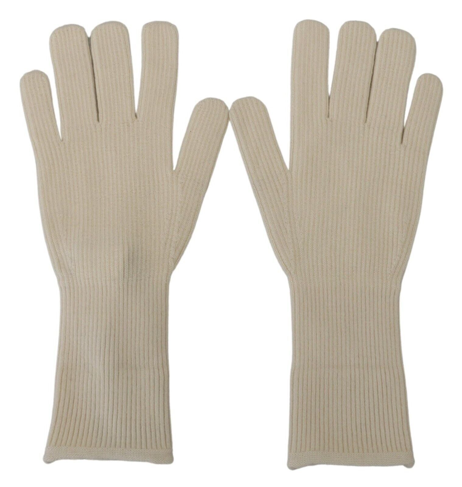 Dolce &amp; Gabbana White Cashmere Knitted Hands Mitten Mens Gloves