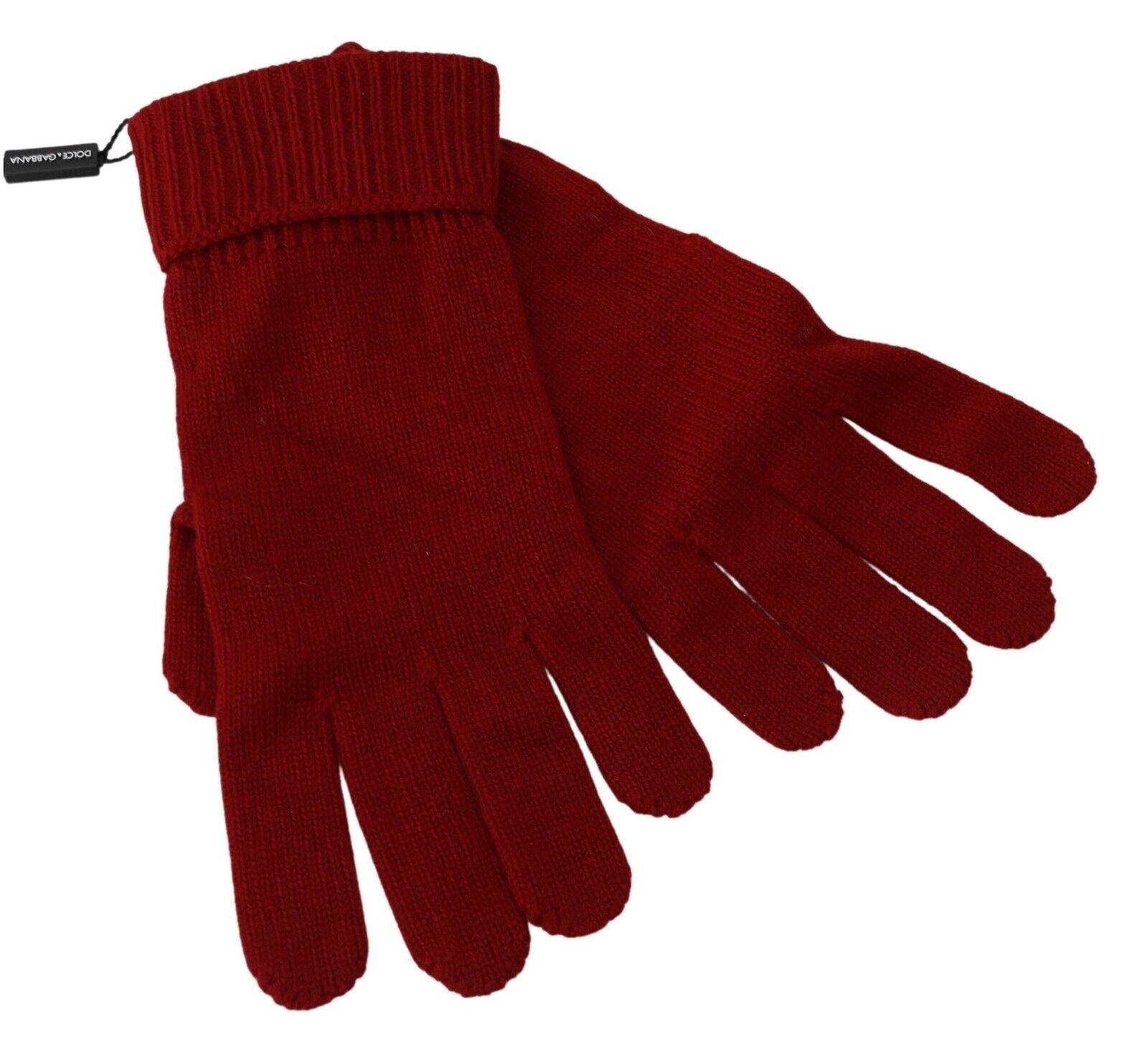 Dolce &amp; Gabbana Red 100% Cashmere Knit Hands Mitten Mens Gloves