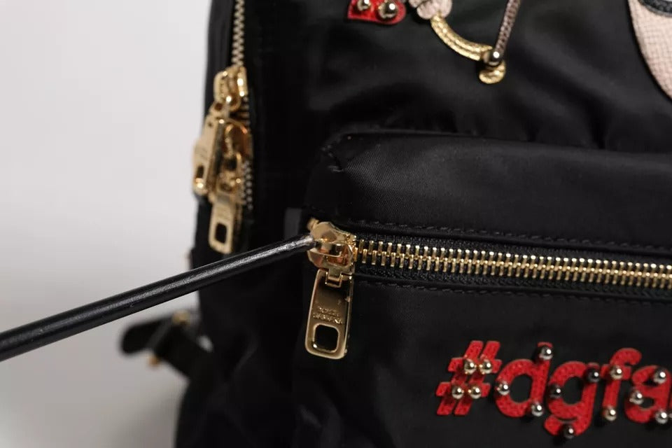 Dolce &amp; Gabbana Black Nylon #DGFAMILY VULCANO Embellished Backpack Bag