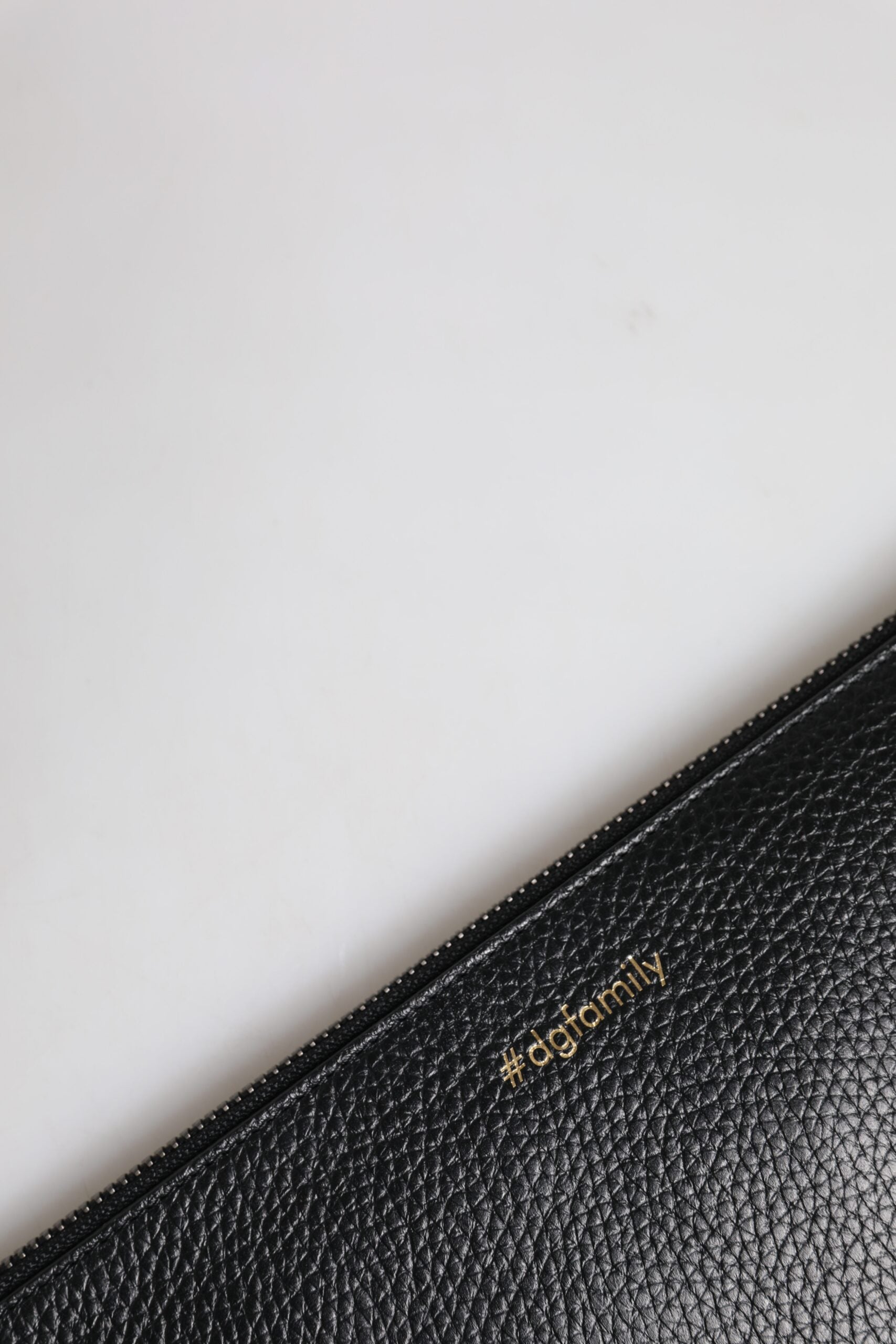 Dolce &amp; Gabbana Black Leather #DGFAMILY Embellished Men Zip Pouch Bag
