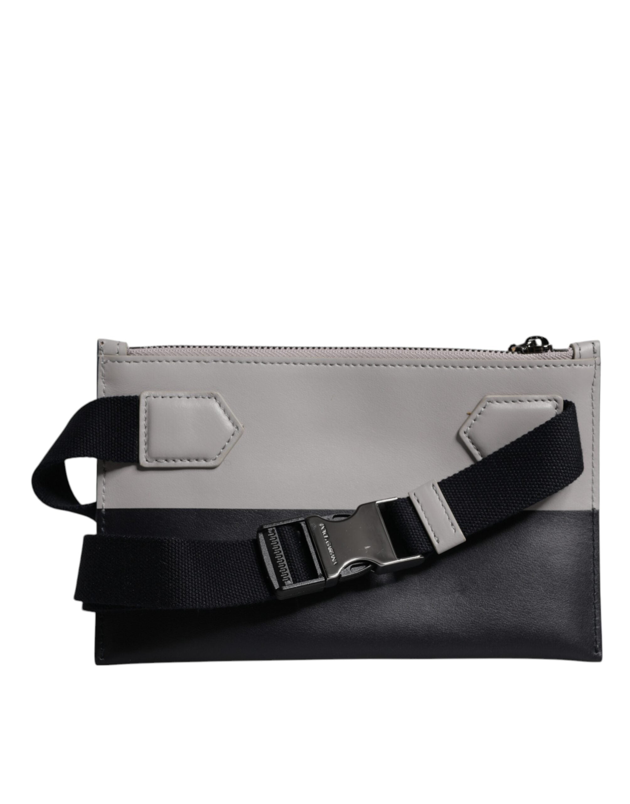 Dolce &amp; Gabbana Black White Leather Logo Embossed Crossbody Bag