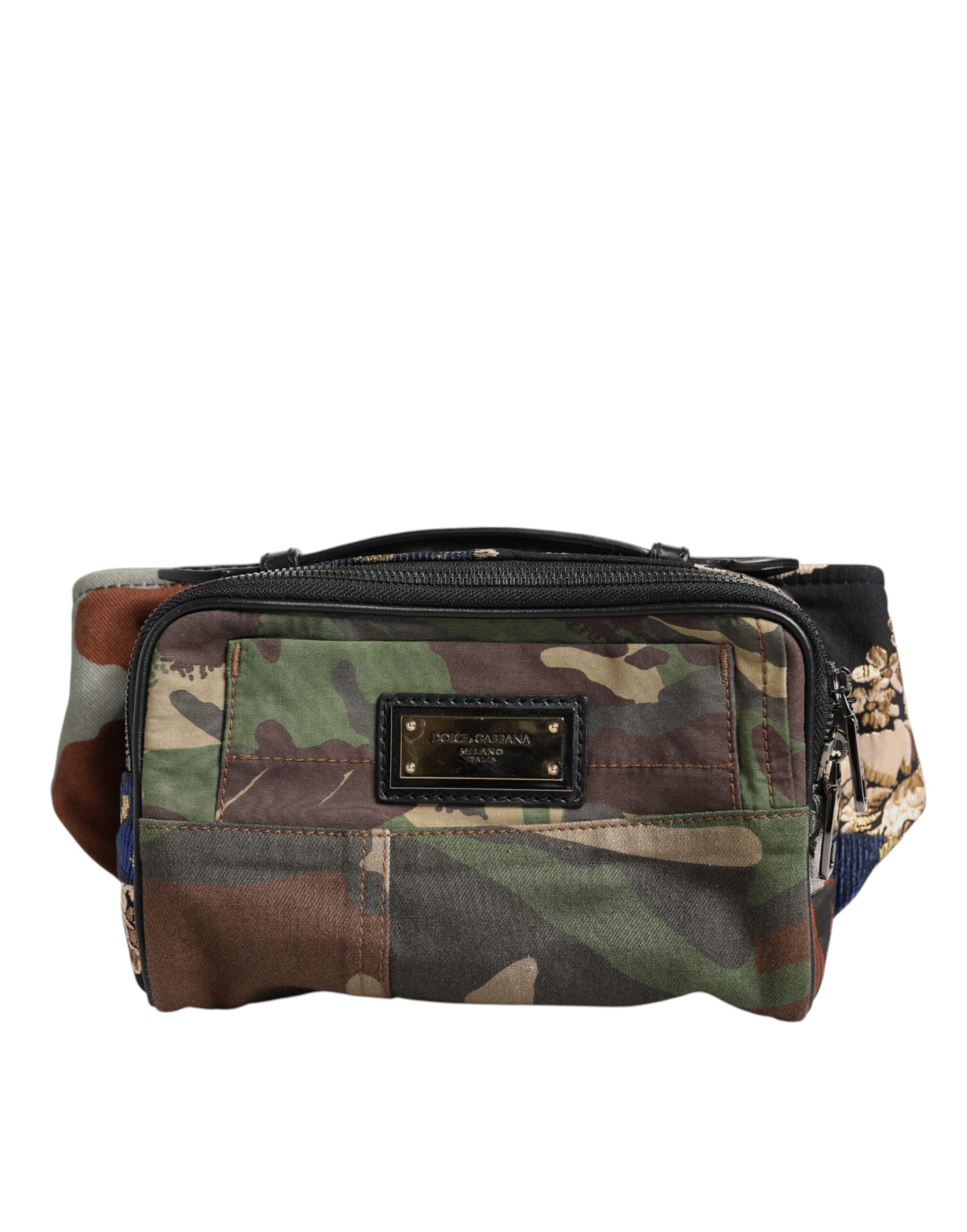 Dolce &amp; Gabbana Multicolor Camouflage Patchwork Logo Waist Fanny Pack Bag