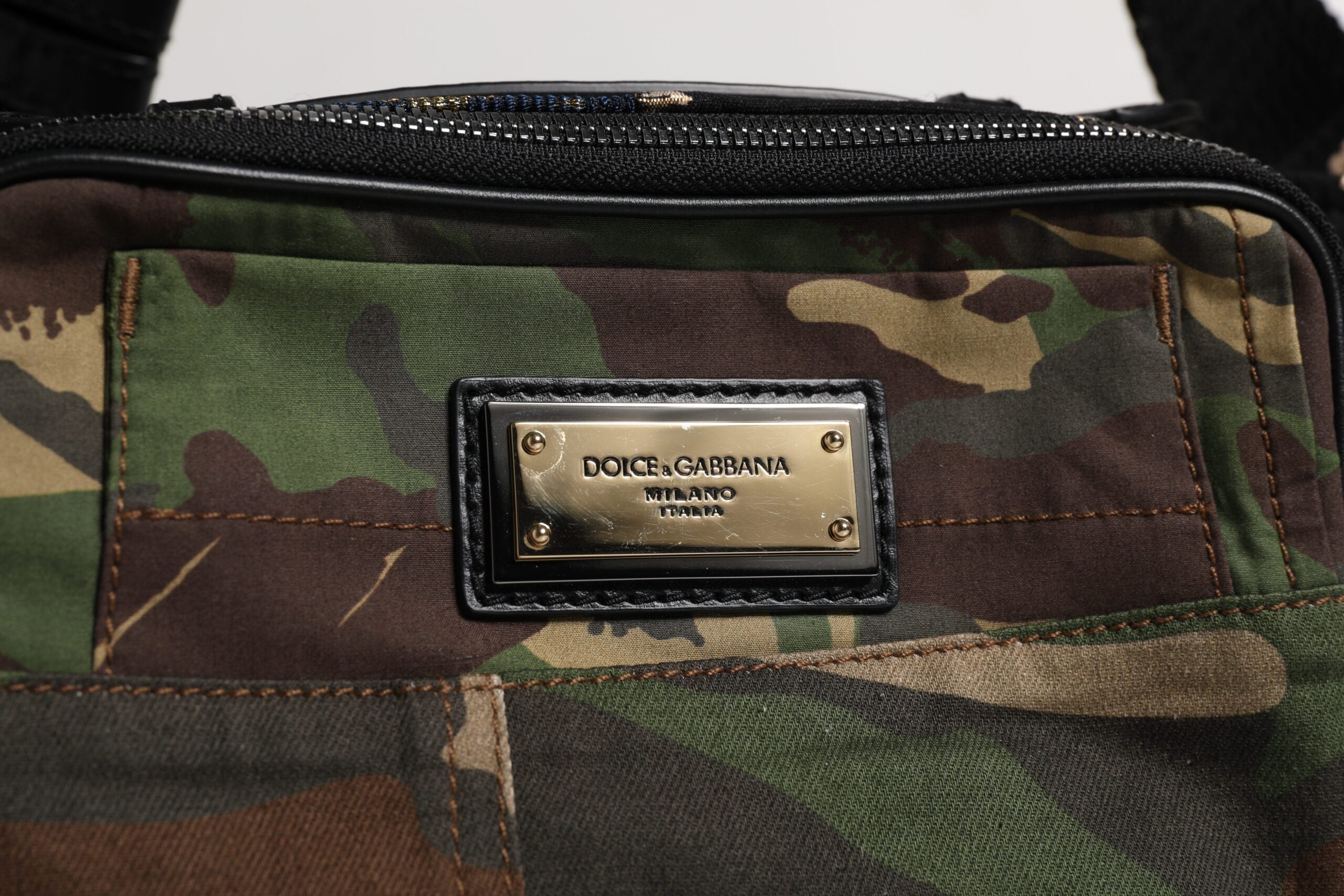 Dolce &amp; Gabbana Multicolor Camouflage Patchwork Logo Waist Fanny Pack Bag