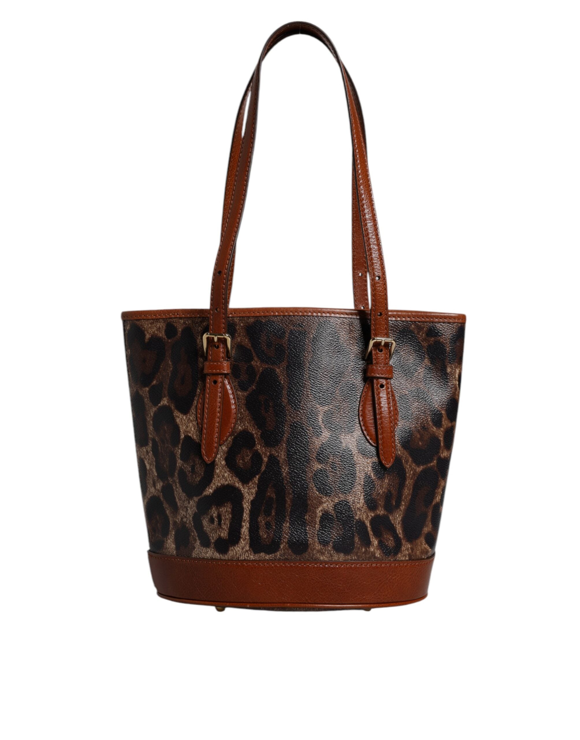 Dolce &amp; Gabbana Brown Leopard Leather Shoulder Strap Tote Bag