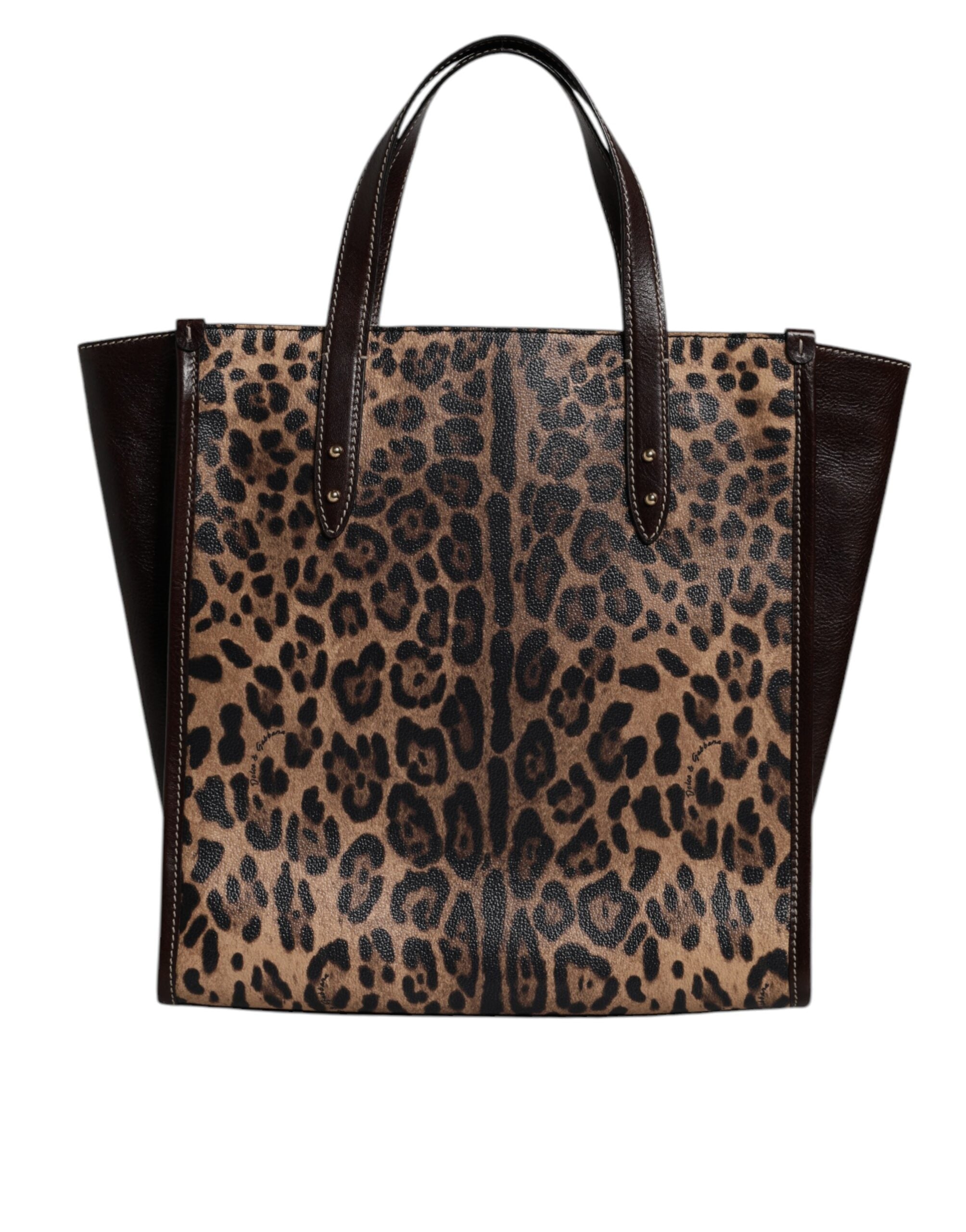 Dolce &amp; Gabbana Brown Leopard Leather Shoulder Strap Tote Bag