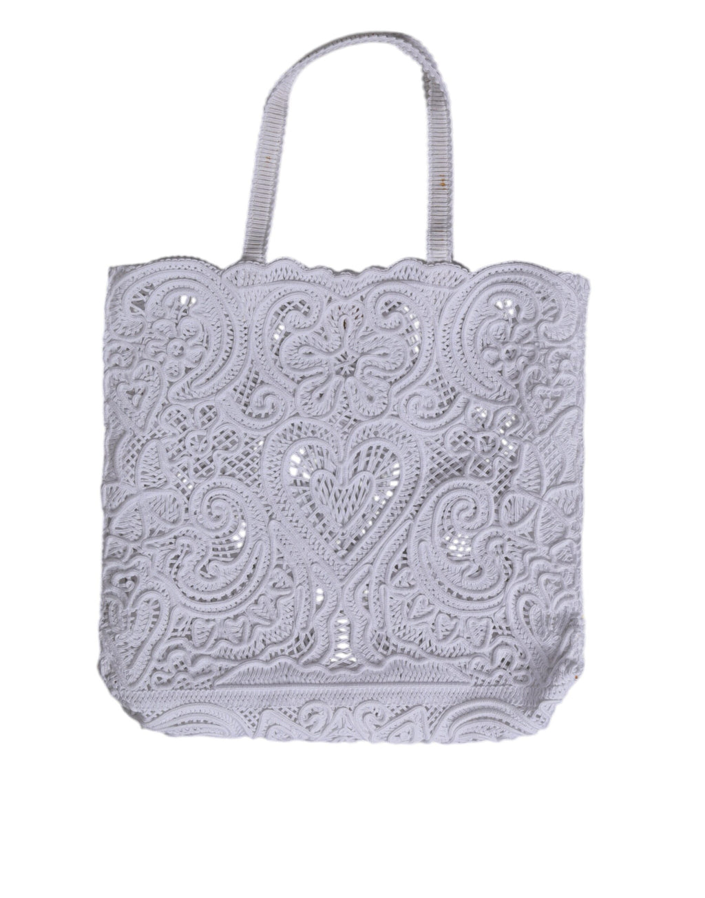 Dolce &amp; Gabbana White Cordonetto Lace Beatrice Tote Shopping Bag