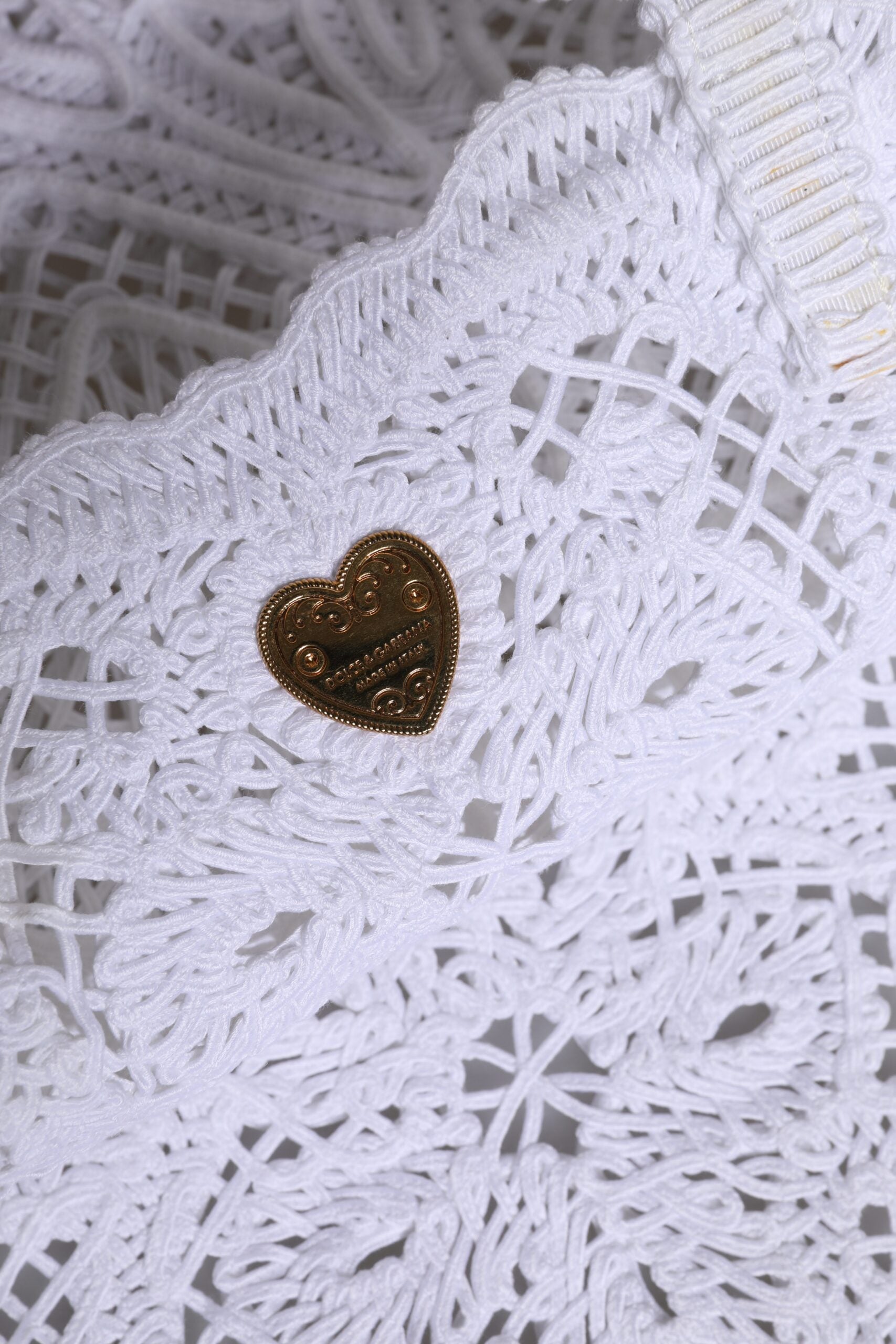 Dolce &amp; Gabbana White Cordonetto Lace Beatrice Tote Shopping Bag