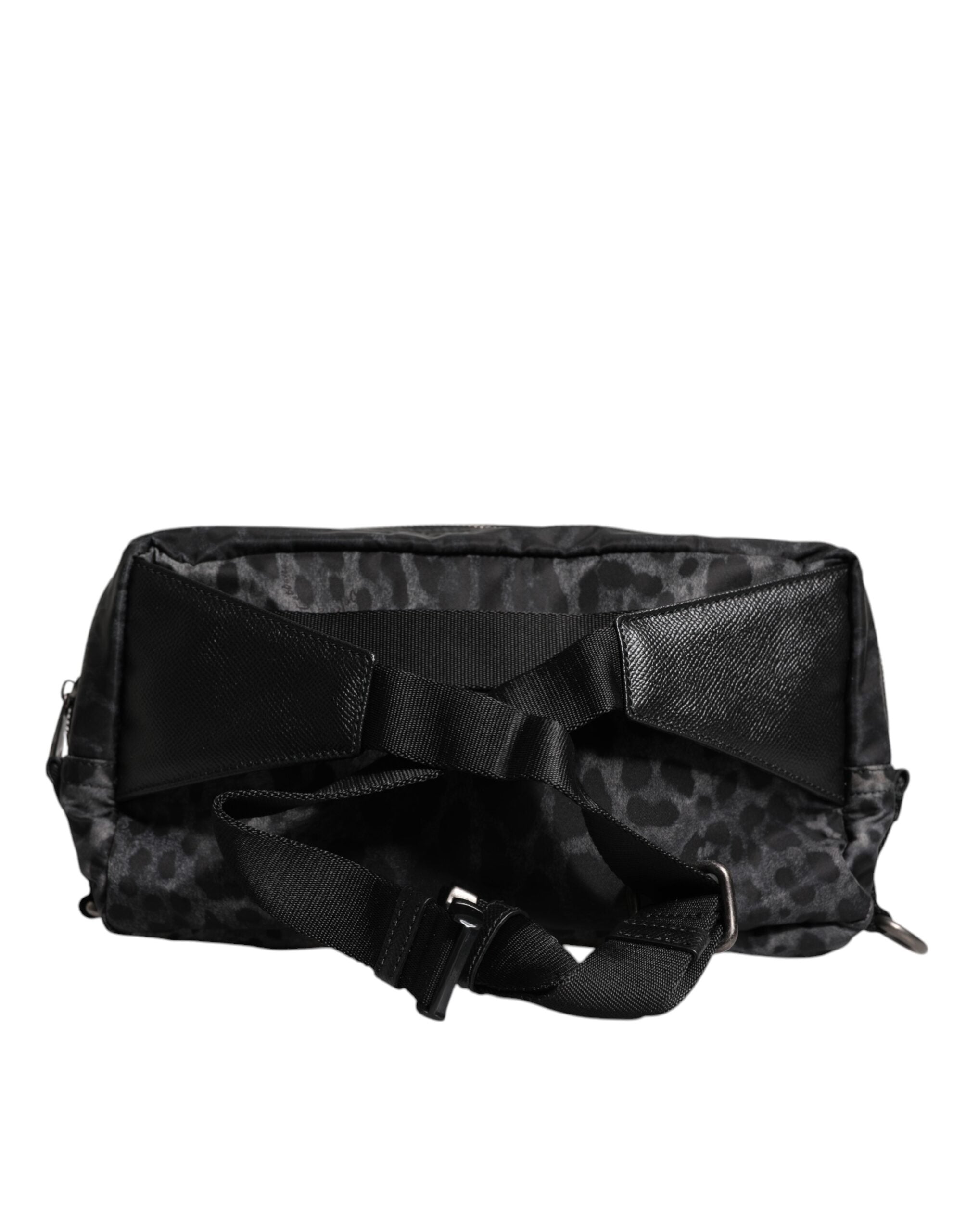 Dolce &amp; Gabbana Black Gray Leopard DG Logo Belt Waist Fanny Pack Bag