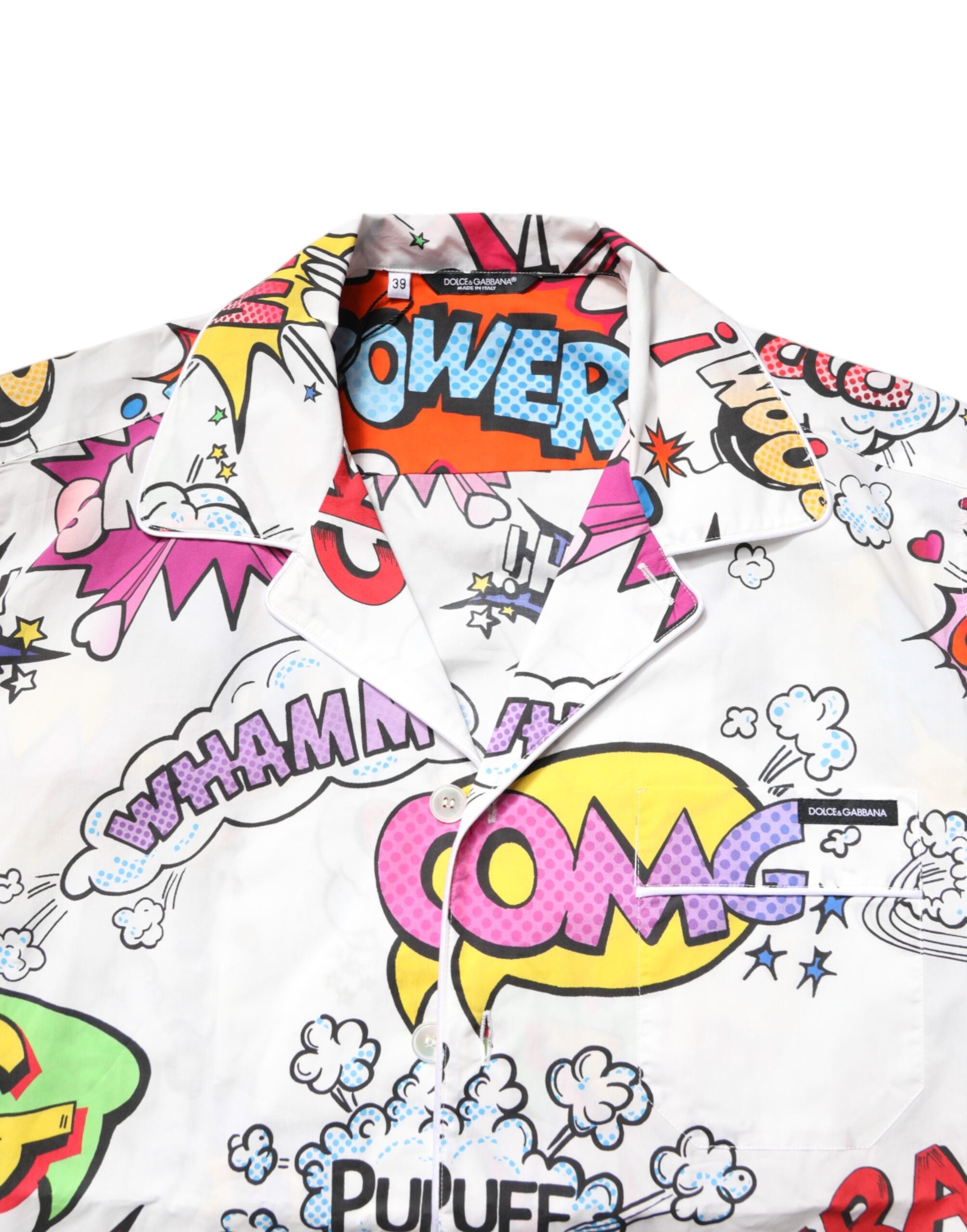 Dolce &amp; Gabbana White Cartoon Print Cotton Men Pajama Set Sleepwear