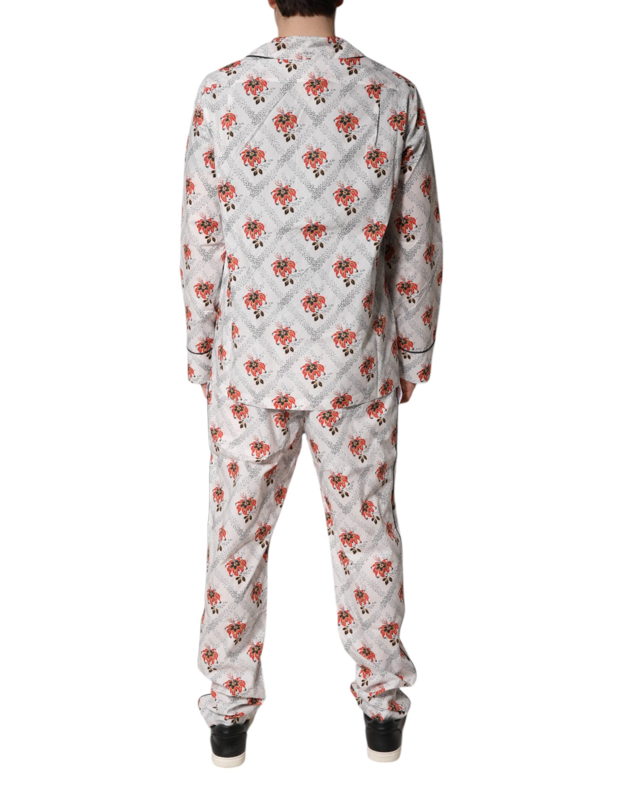 Dolce &amp; Gabbana Multicolor Floral Print Cotton Pajama Set Sleepwear