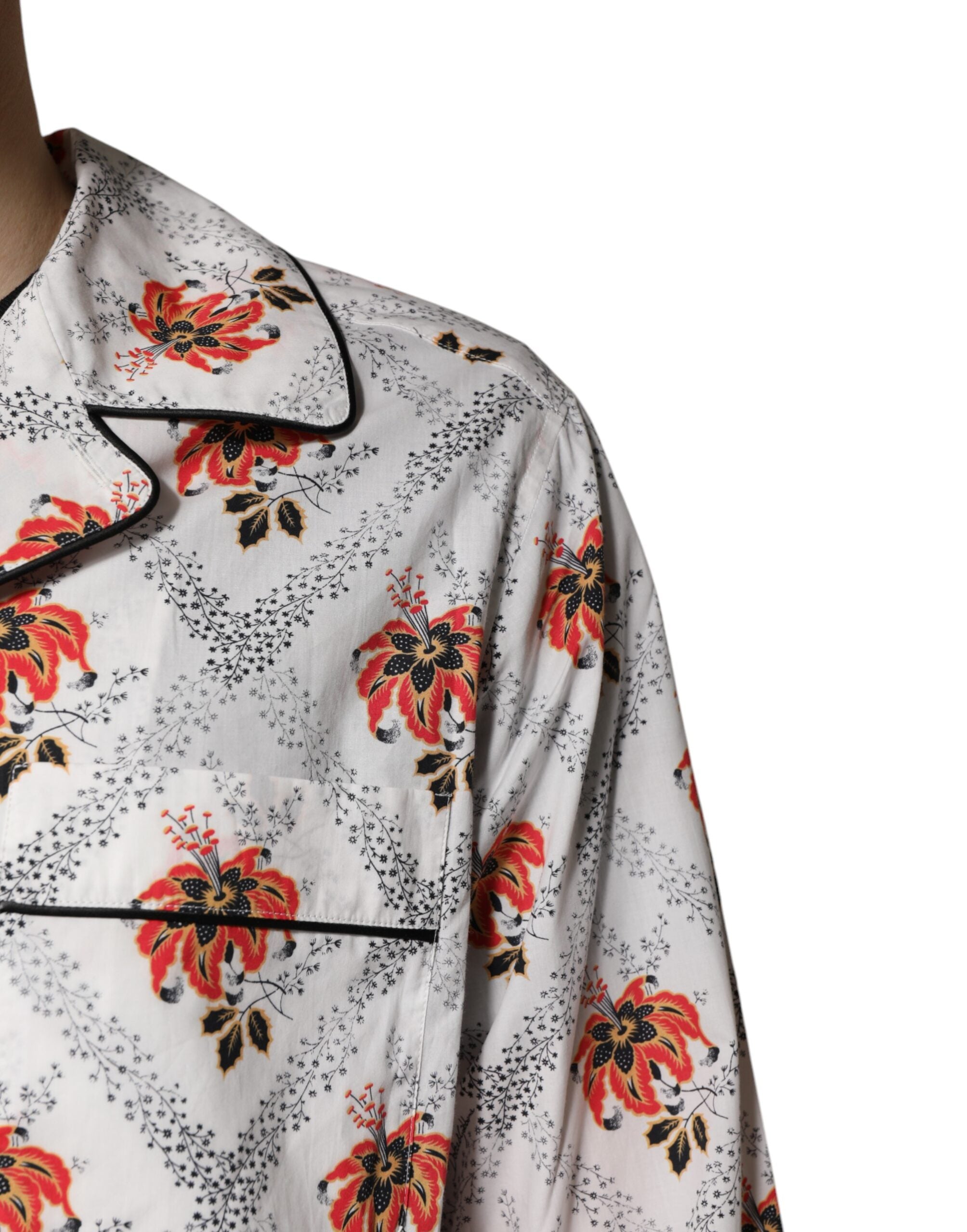 Dolce &amp; Gabbana Multicolor Floral Print Cotton Pajama Set Sleepwear