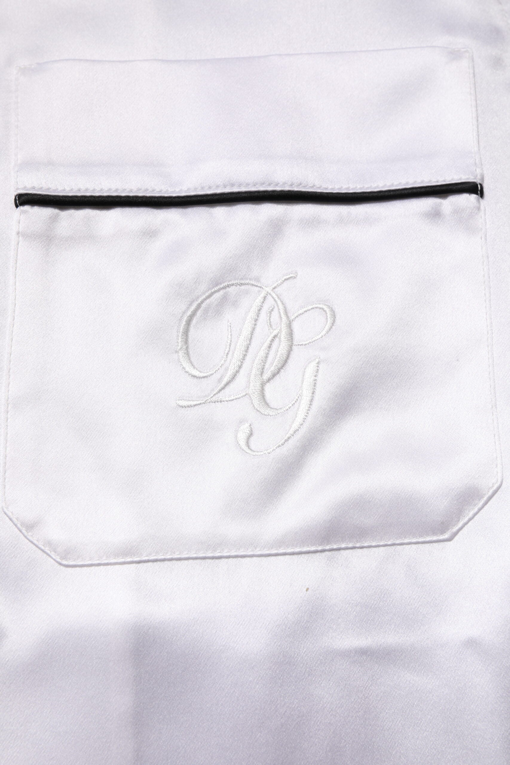 Dolce &amp; Gabbana White Satin Silk Men Pajama Set Sleepwear