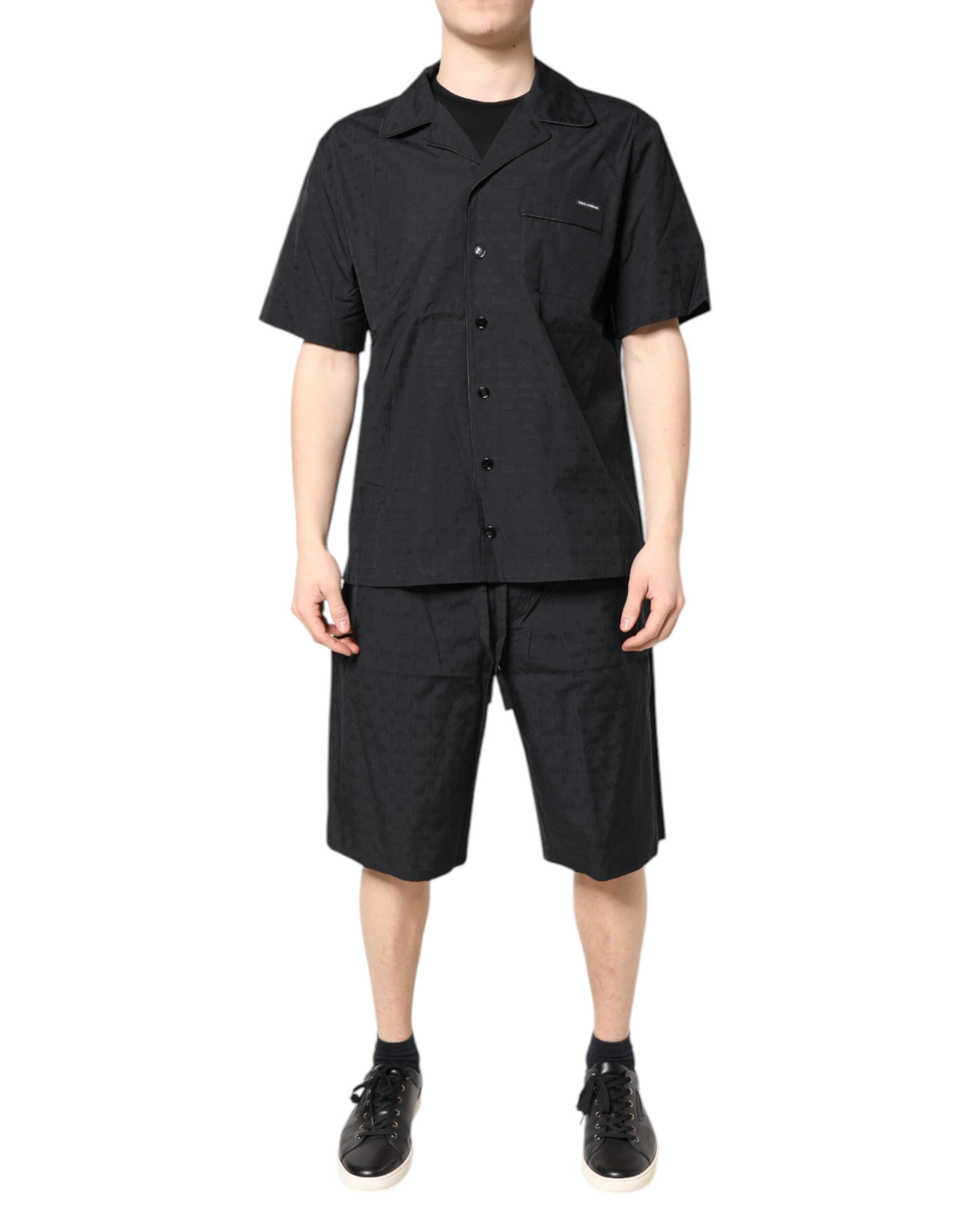 Dolce &amp; Gabbana Black Cotton Men Pajama Set Sleepwear