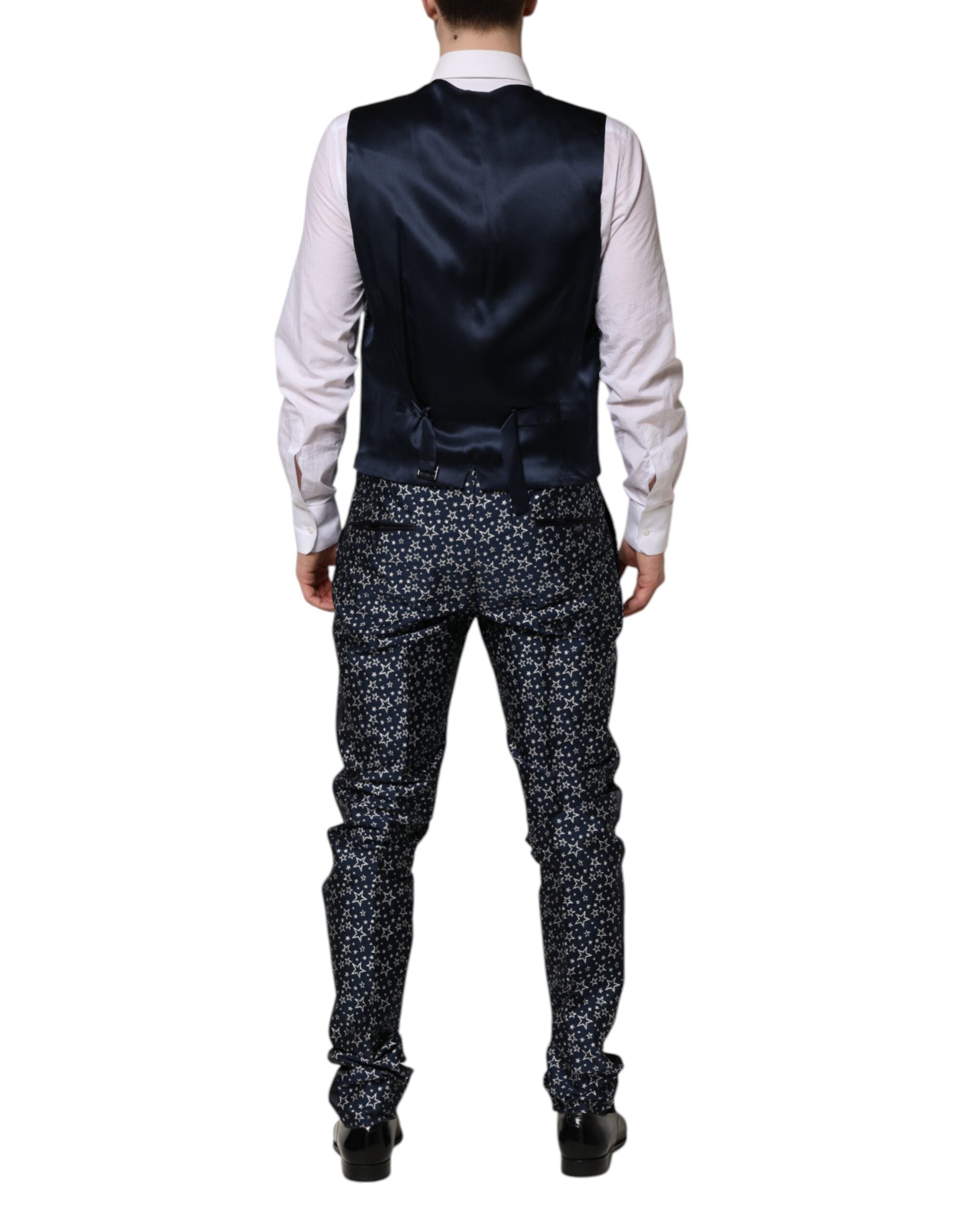 Dolce &amp; Gabbana Blue MARTINI Star Jacquard 3 Piece Suit
