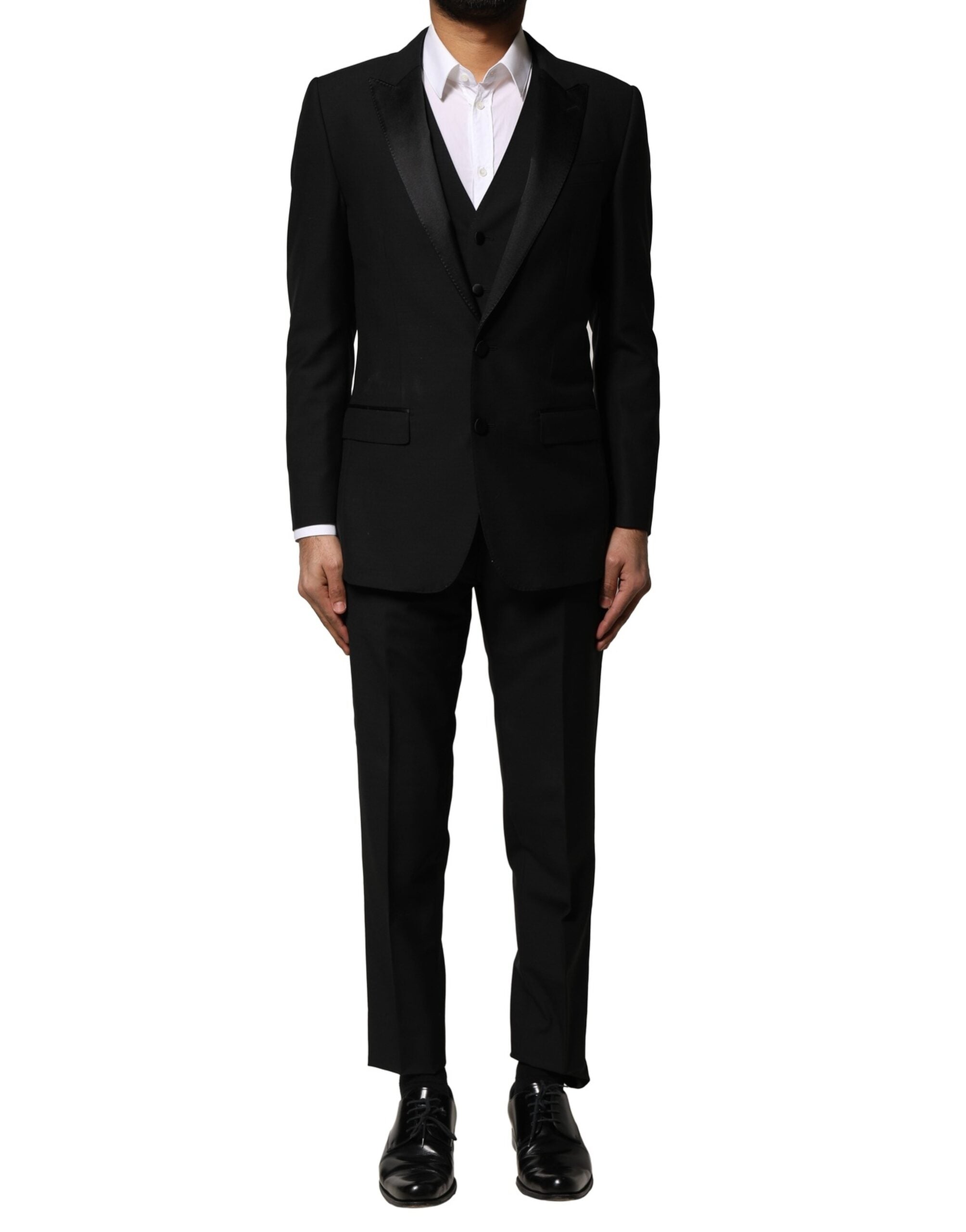 Dolce &amp; Gabbana Black Wool 3 Piece Single Breasted Suit