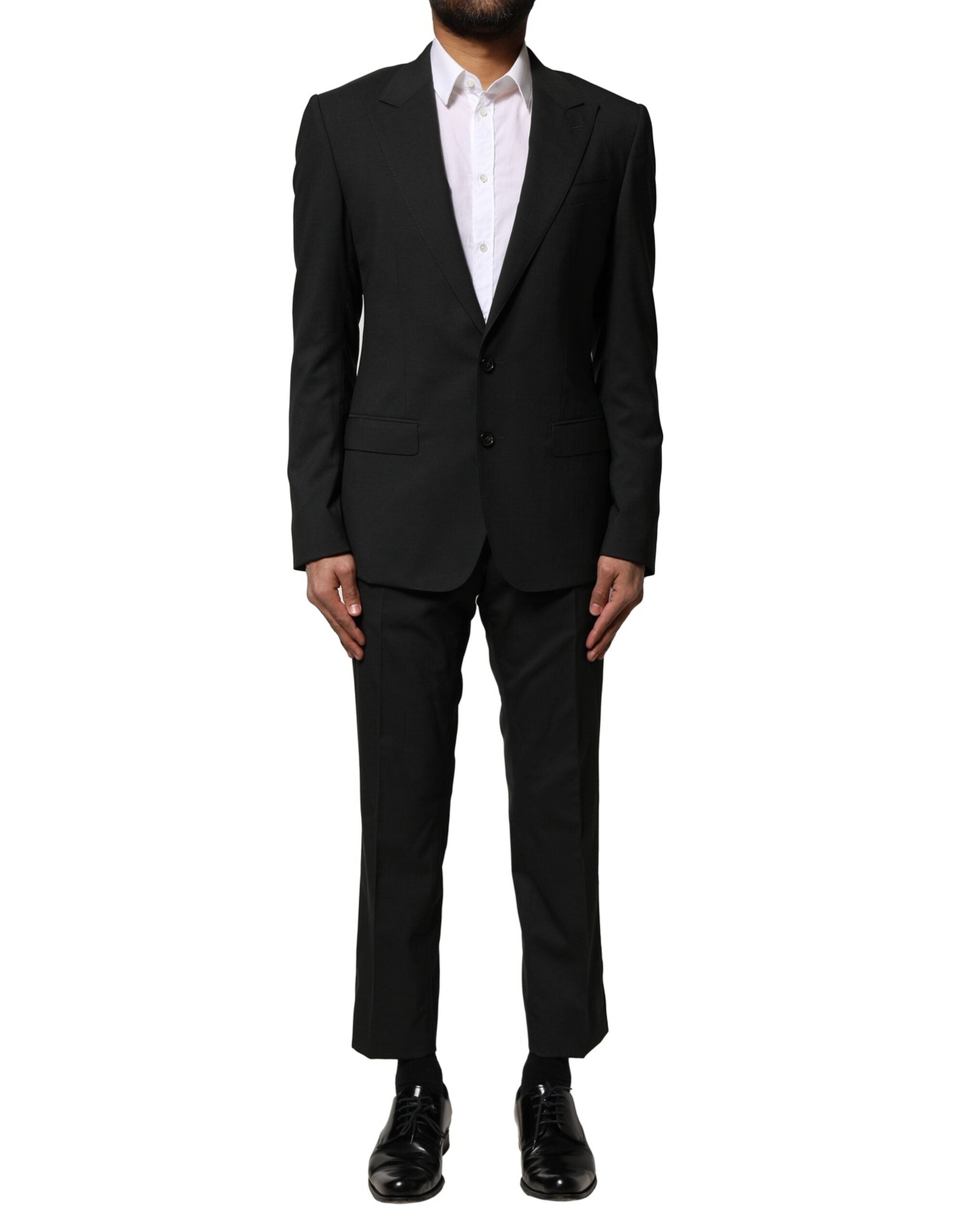 Dolce &amp; Gabbana Black Wool 2 Piece Single Breasted Suit
