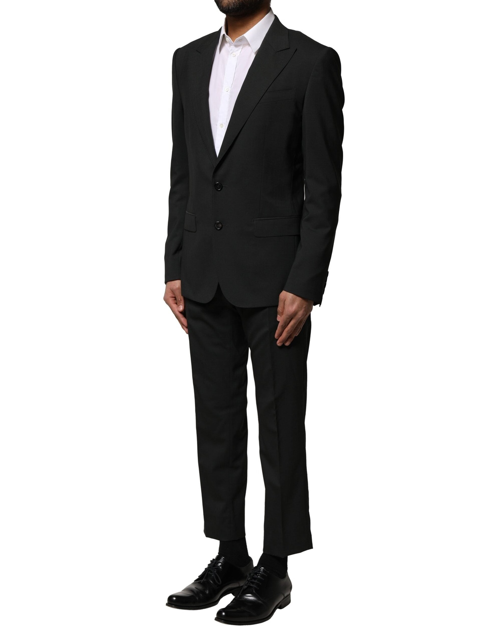 Dolce &amp; Gabbana Black Wool 2 Piece Single Breasted Suit