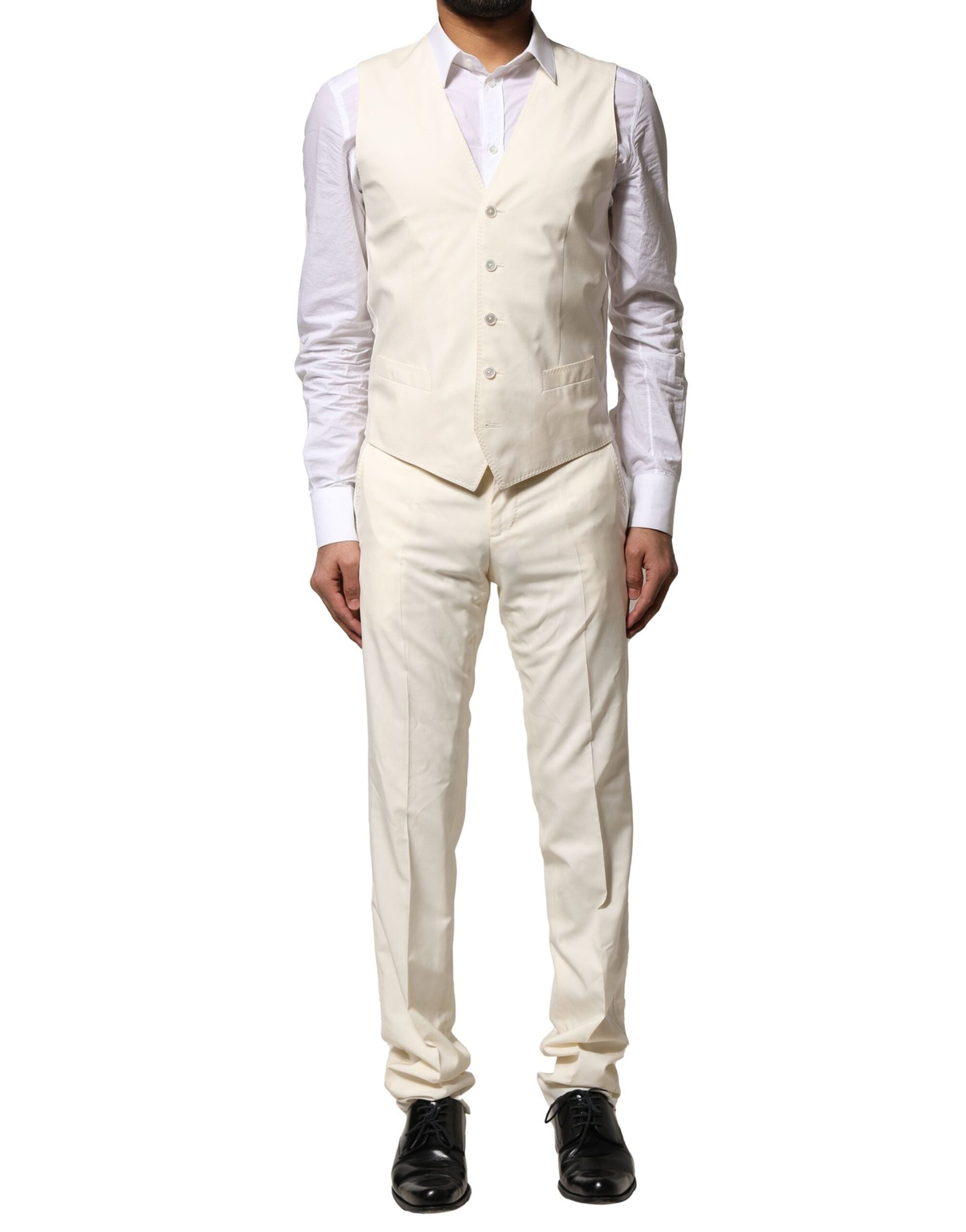 Dolce &amp; Gabbana Ivory Wool 3 Piece Single Breasted Suit