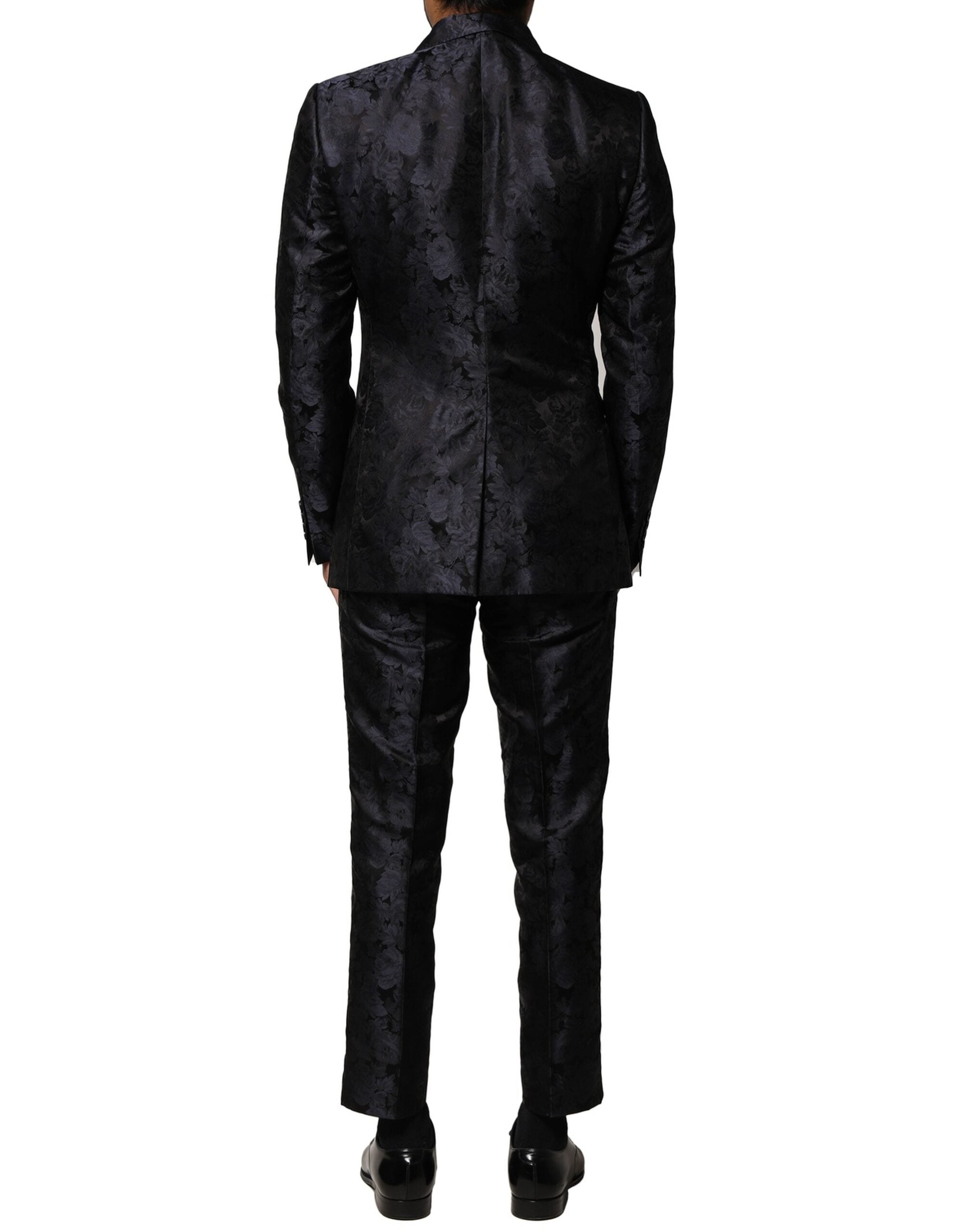 Dolce &amp; Gabbana Black Jacquard 3 Piece Single Breasted Suit