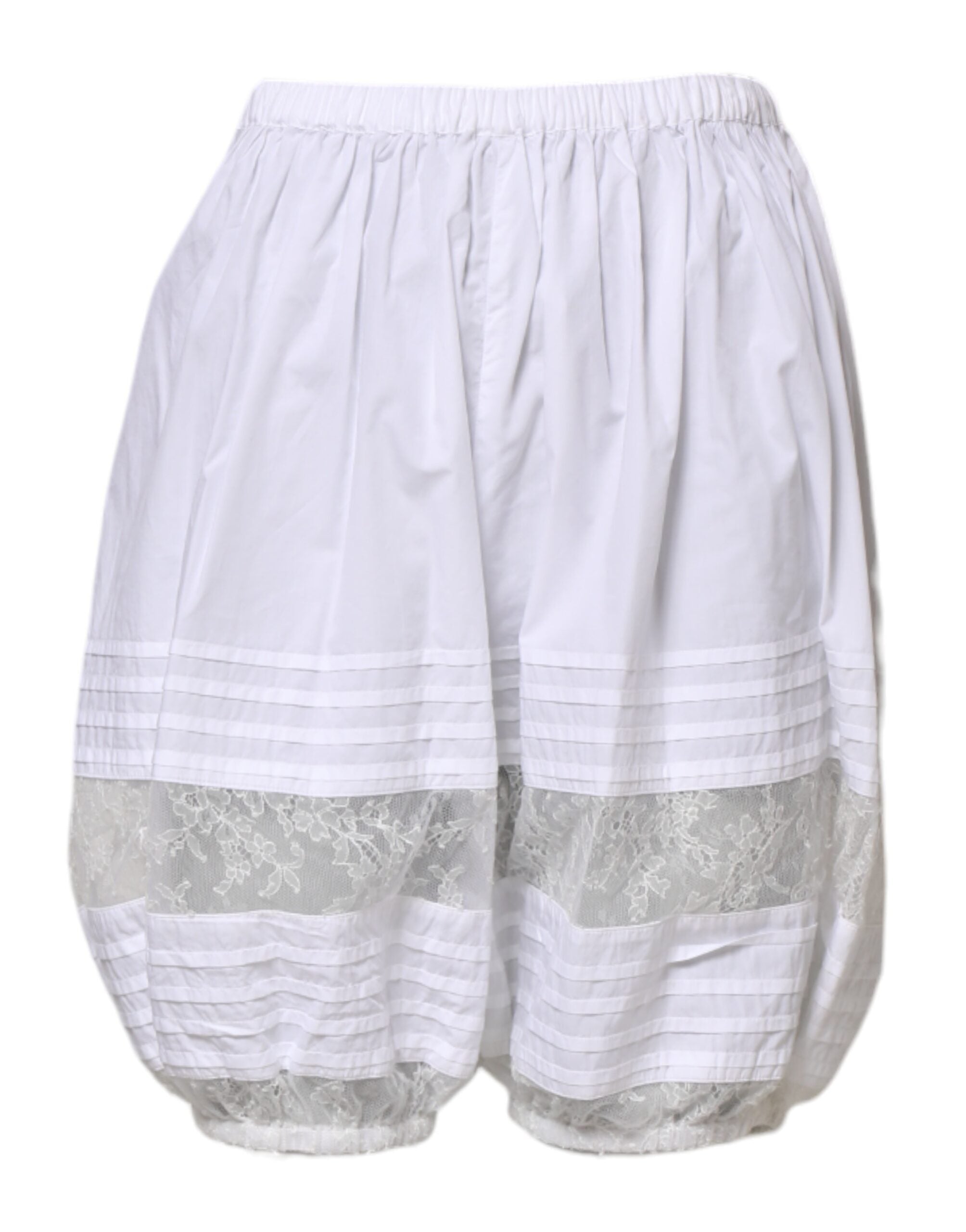 Dolce &amp; Gabbana White Lace Paneled Cotton High Waisted Shorts
