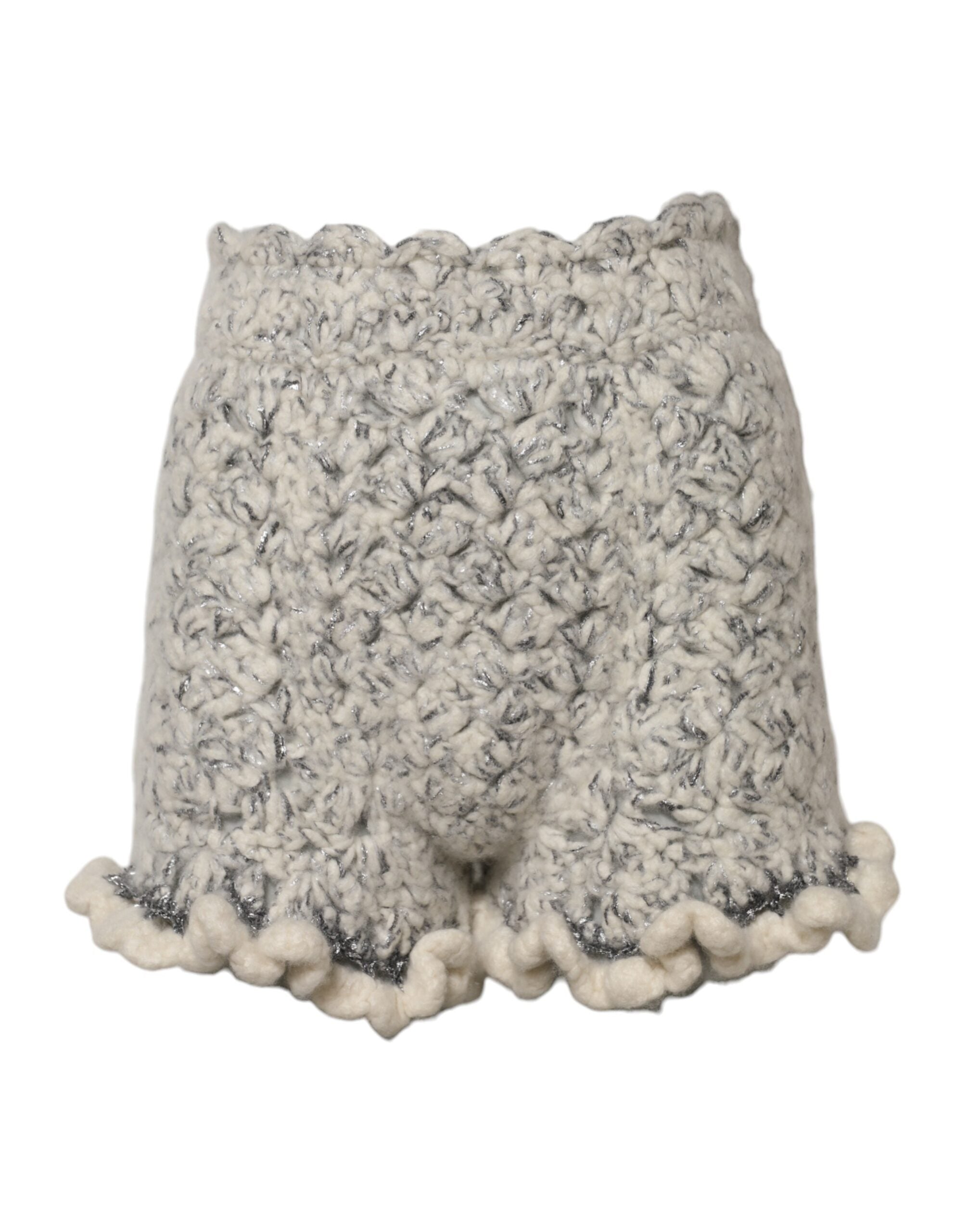 Dolce &amp; Gabbana Metallic Bouclé Knit Cashmere Ruffled Shorts