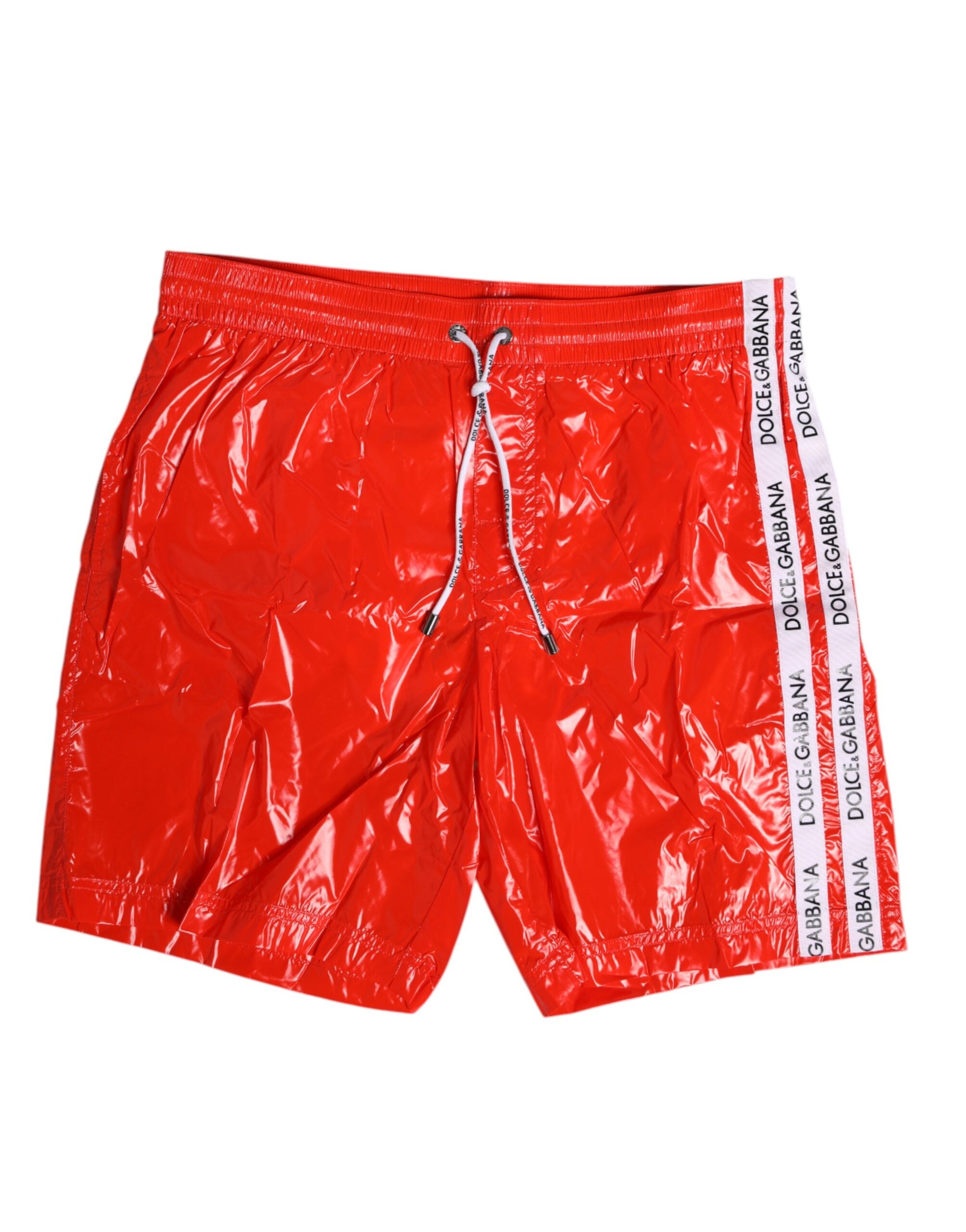 Dolce &amp; Gabbana Red Nylon Drawstring Beachwear Shorts Swimwear