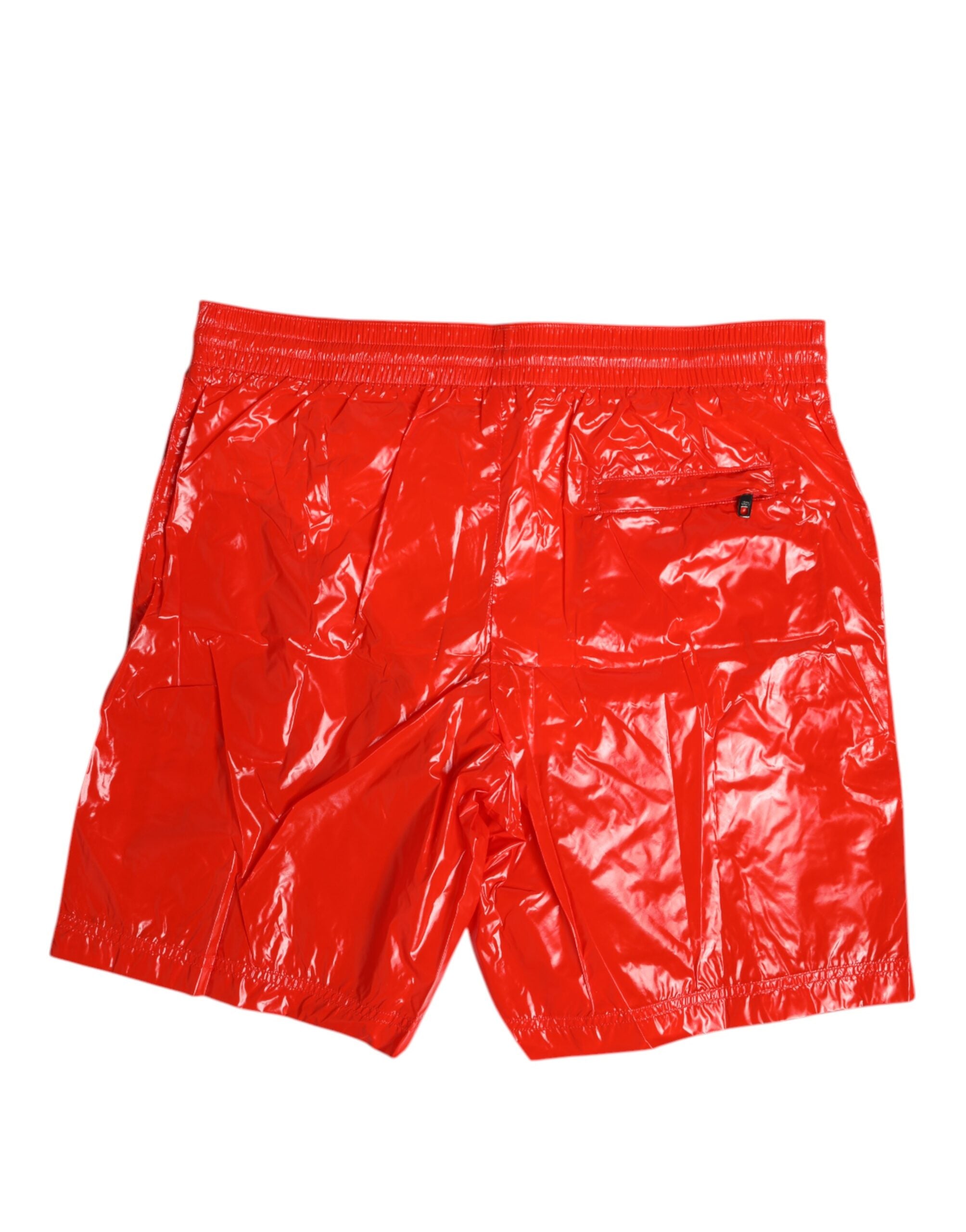 Dolce &amp; Gabbana Red Nylon Drawstring Beachwear Shorts Swimwear