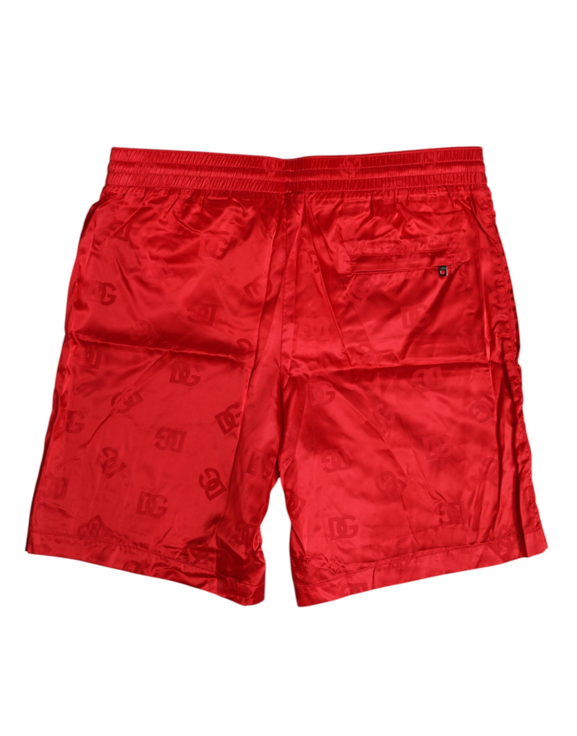 Dolce &amp; Gabbana Red Nylon Drawstring Beachwear Shorts Swimwear