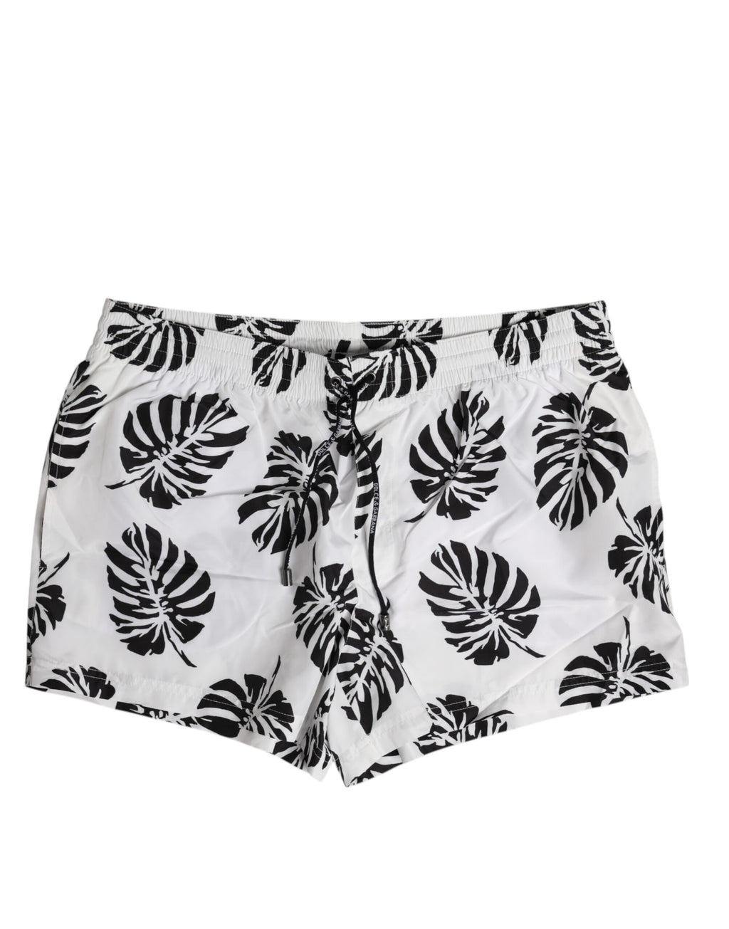 Dolce &amp; Gabbana White Black Print Beachwear Shorts Swimwear