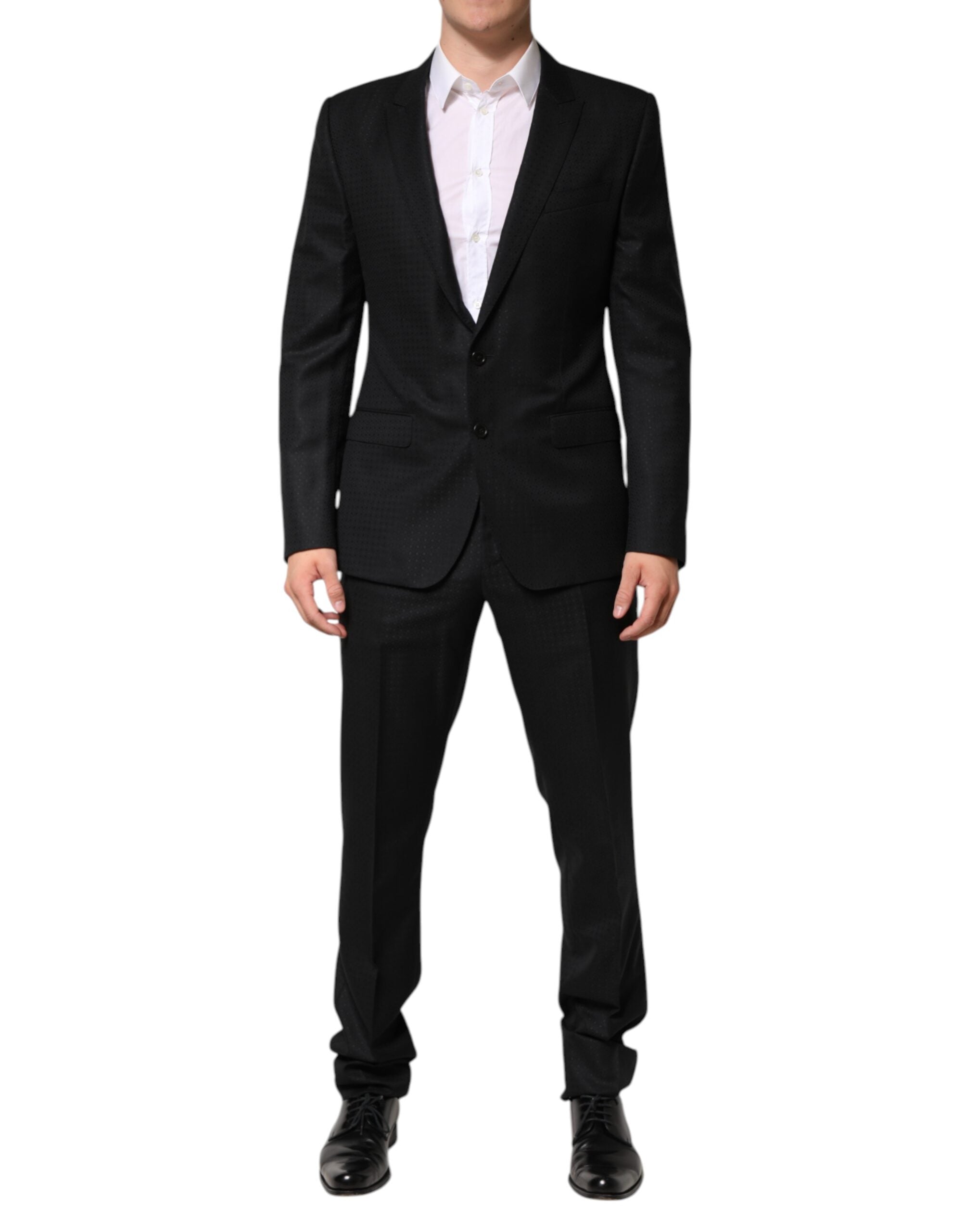 Dolce &amp; Gabbana Black Jacquard Single Breasted 2 Piece Suit