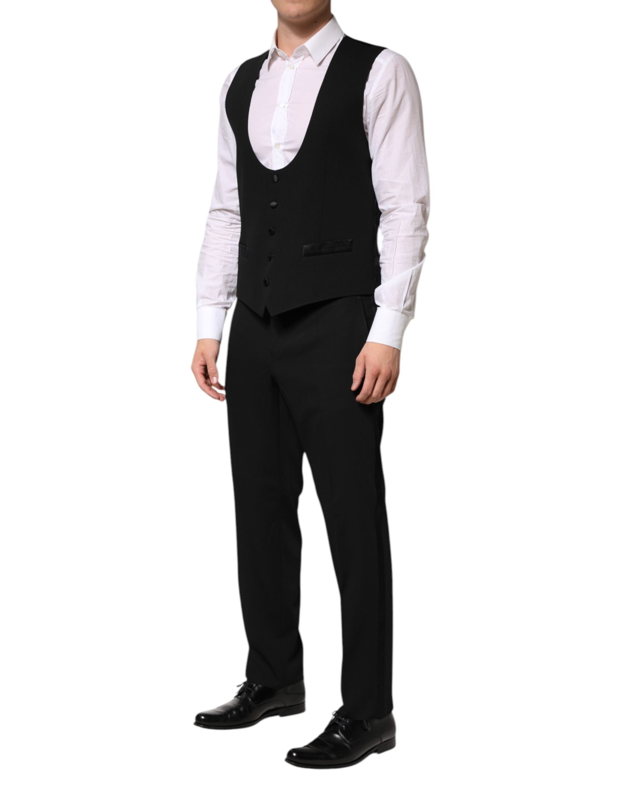 Dolce &amp; Gabbana Black Wool 3 Piece Single Breasted Suit