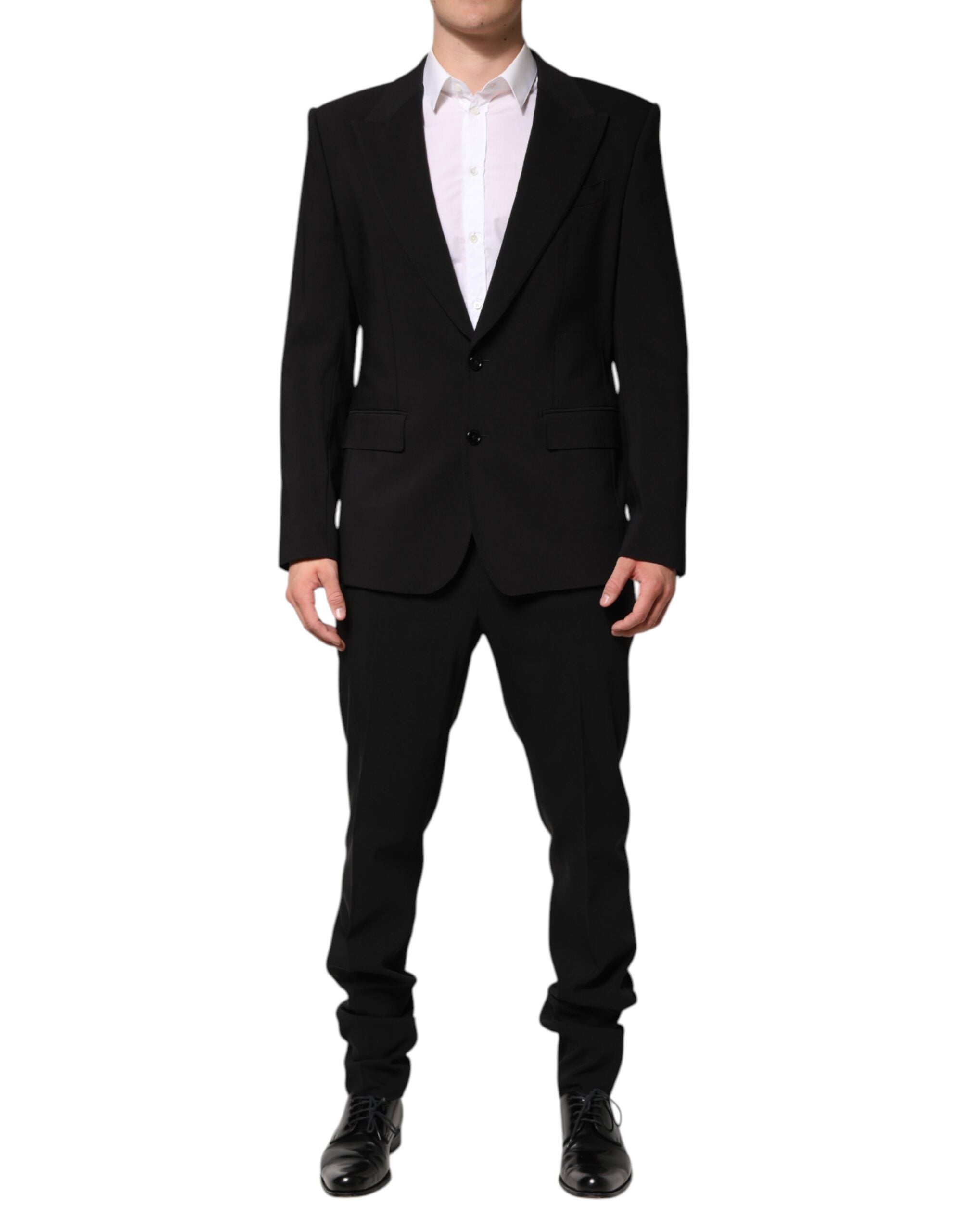 Dolce &amp; Gabbana Black Cotton Single Breasted 2 Piece Suit