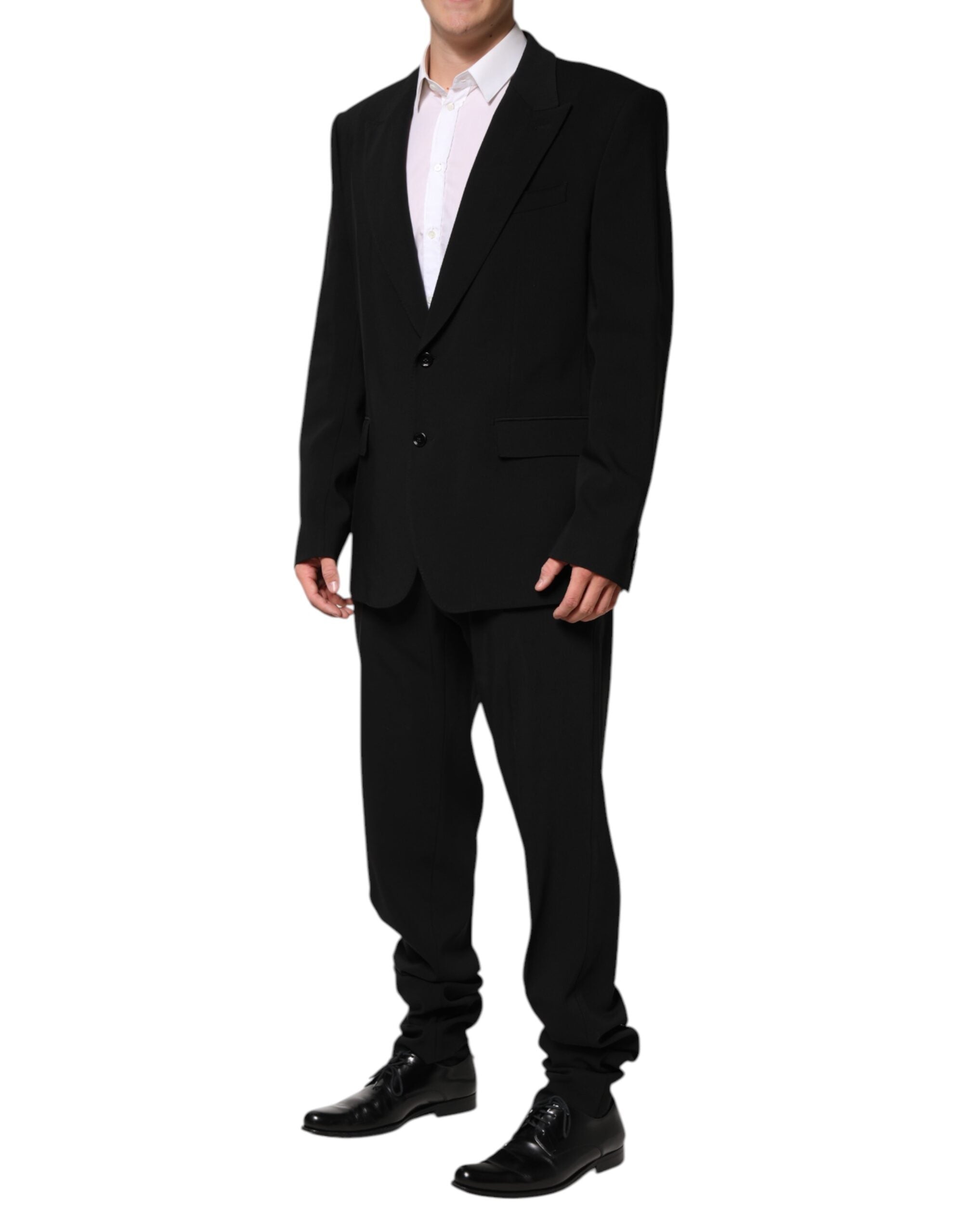 Dolce &amp; Gabbana Black Cotton Single Breasted 2 Piece Suit