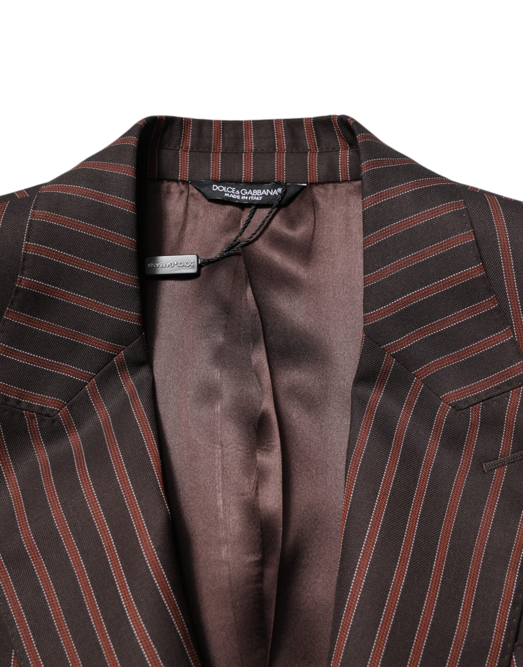 Dolce &amp; Gabbana Black Brown Stripe Single Breasted Blazer