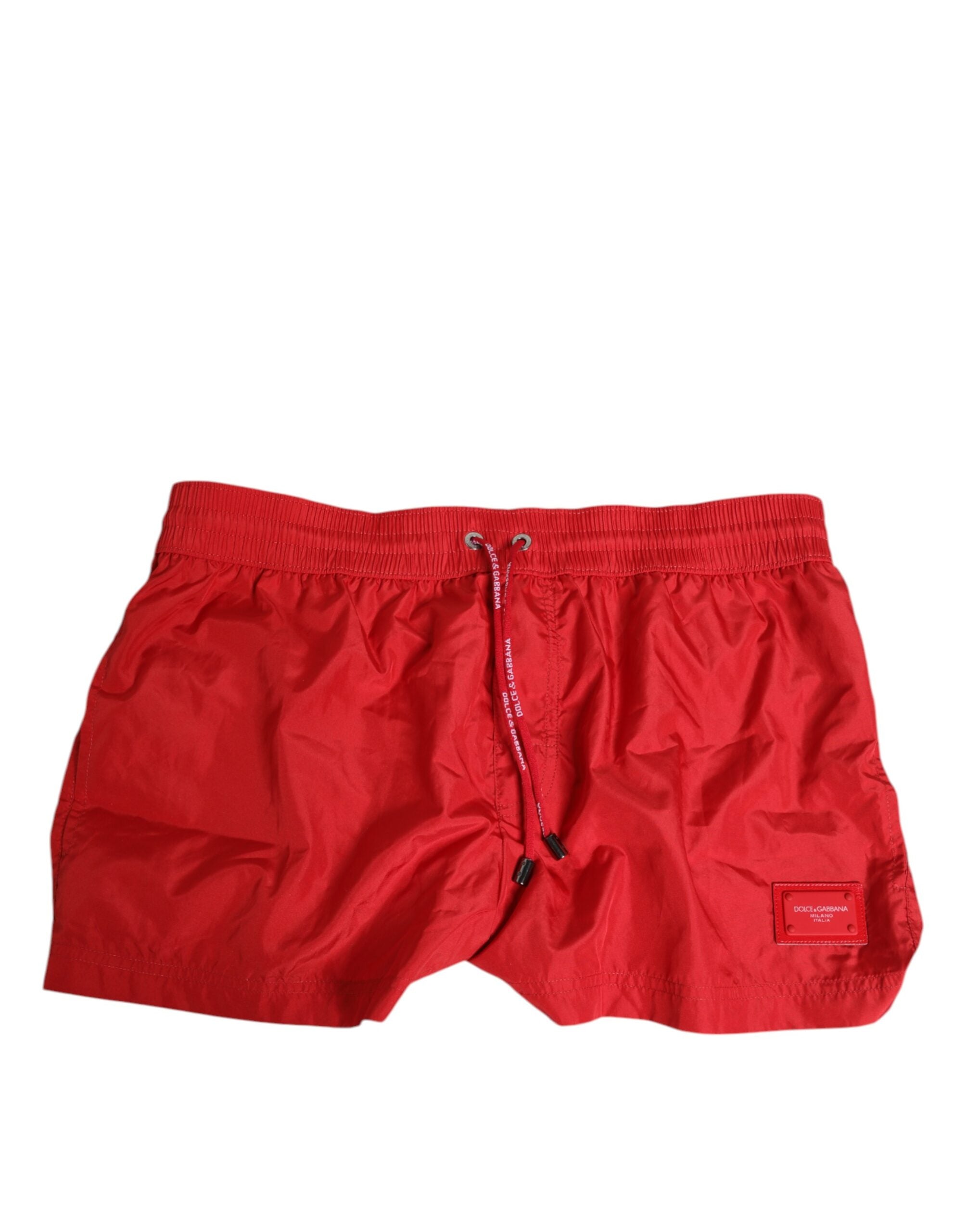 Dolce &amp; Gabbana Red Drawstring Beachwear Shorts Swimwear