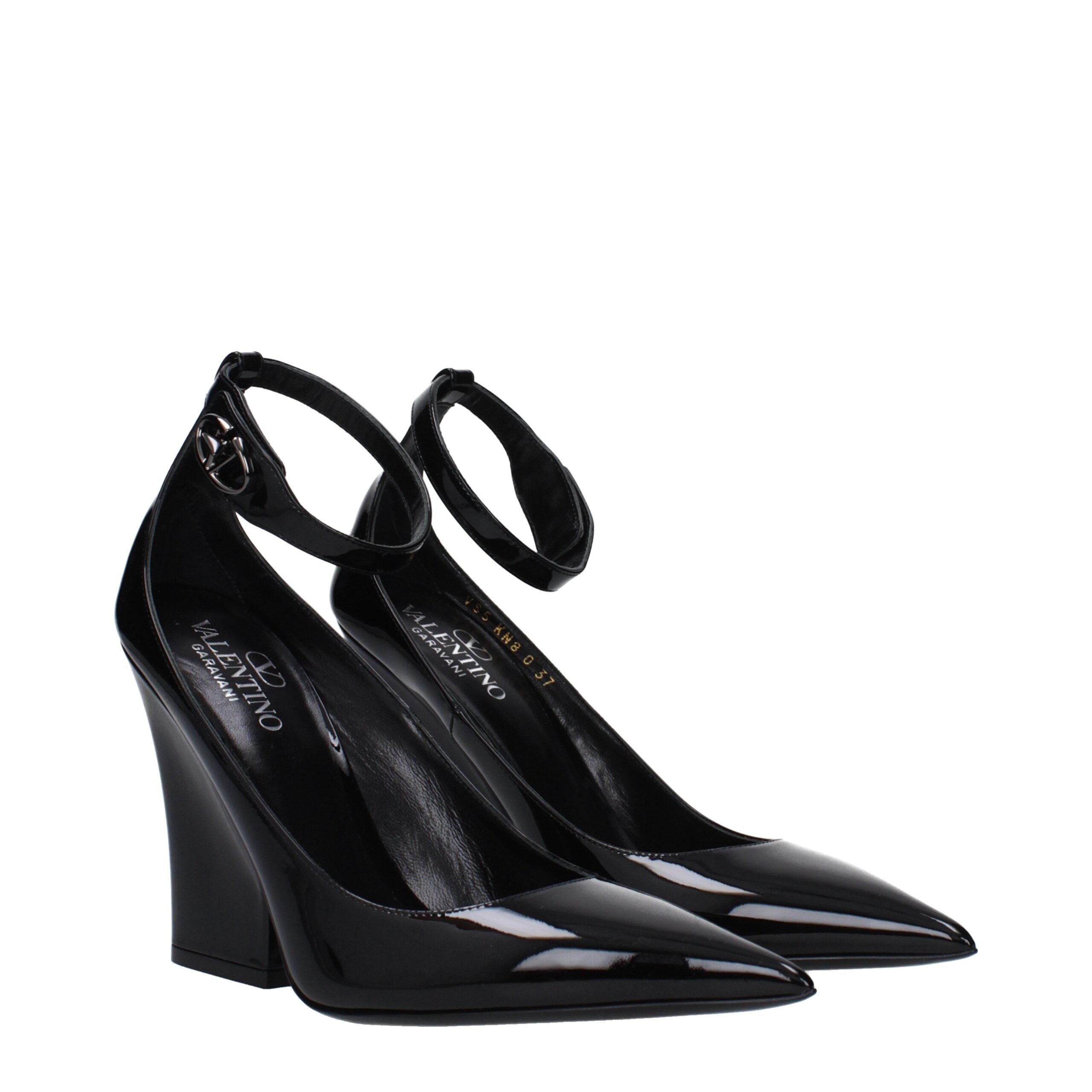 Valentino Garavani Black Leather Platform Pumps