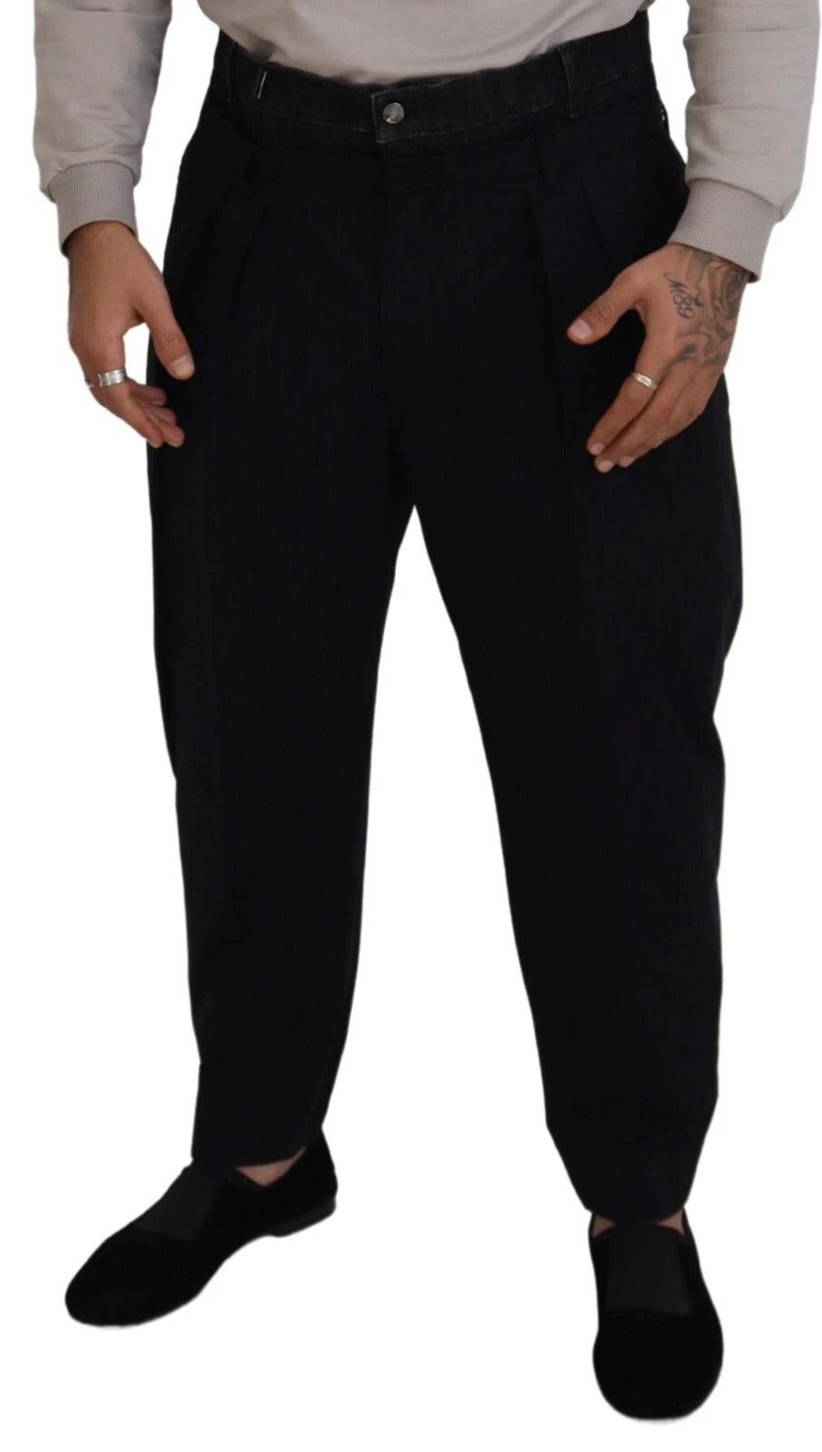 Dolce & Gabbana Black CottonStretch Loose DenimTrouser Jeans