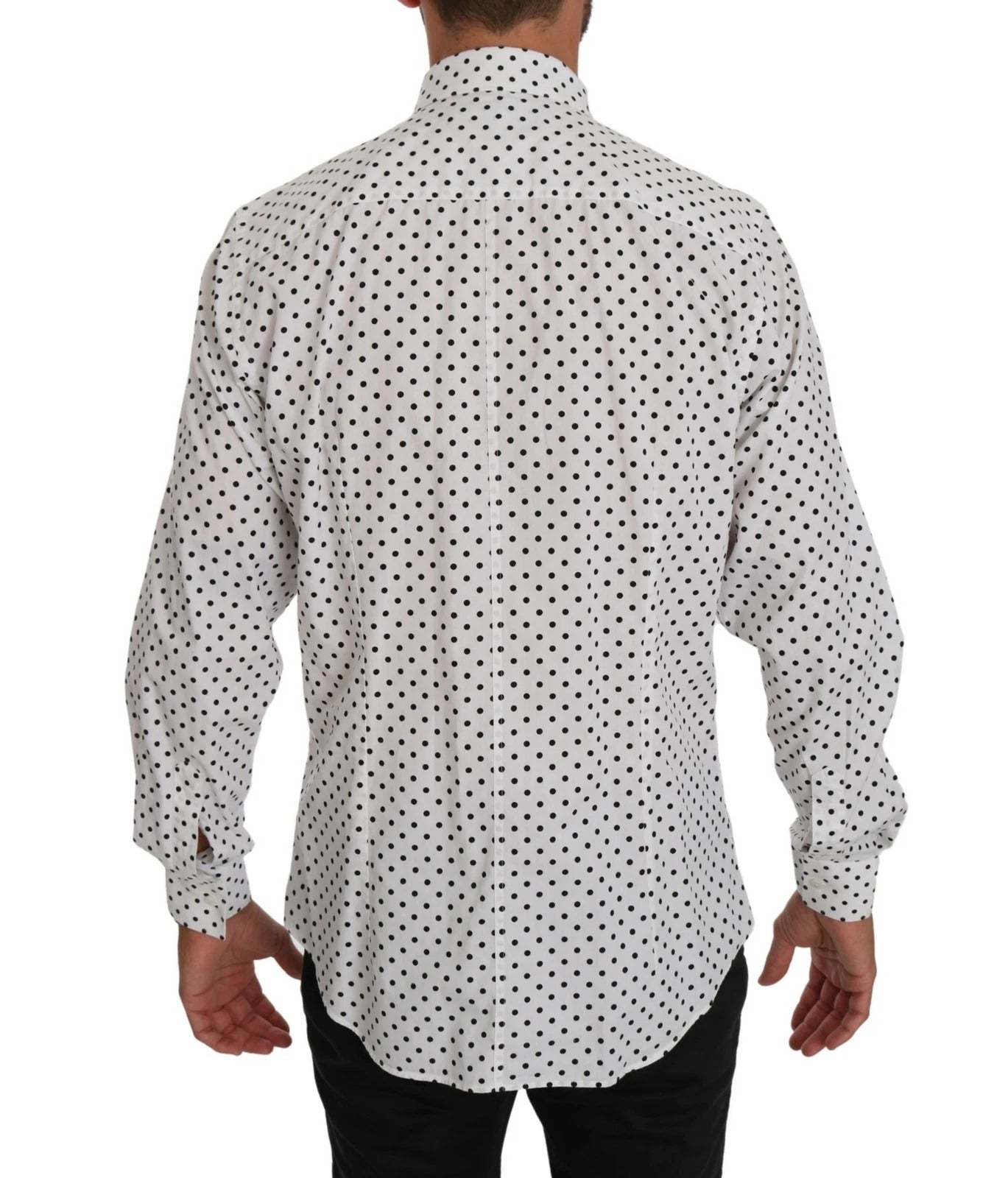 Dolce &amp; Gabbana White Dotted Dress Formal MARTINI Shirt