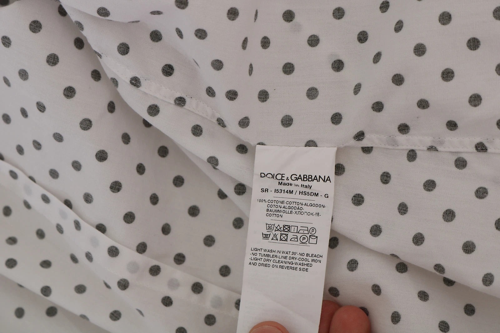 Dolce &amp; Gabbana White Dotted Dress Formal MARTINI Shirt