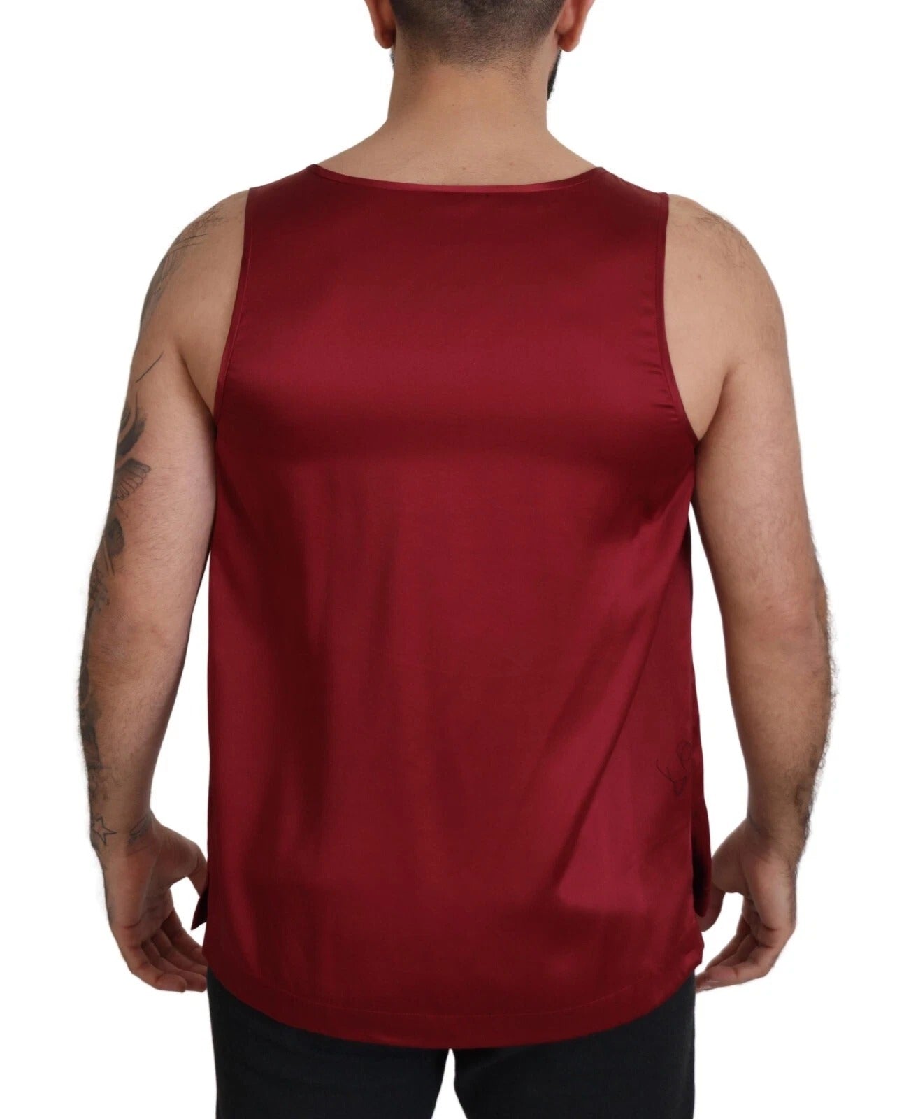 Dolce &amp; Gabbana Red Round Neck Sleeveless Silk T-shirt