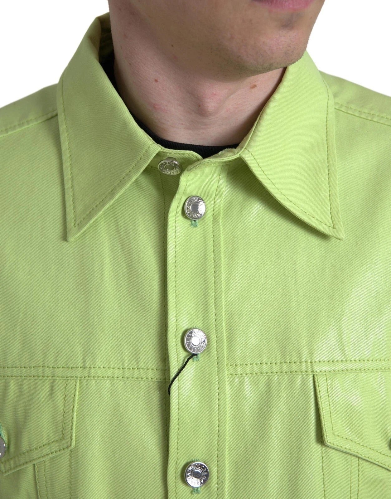 Dolce &amp; Gabbana Green Cotton Collared Casual Button Down Shirt
