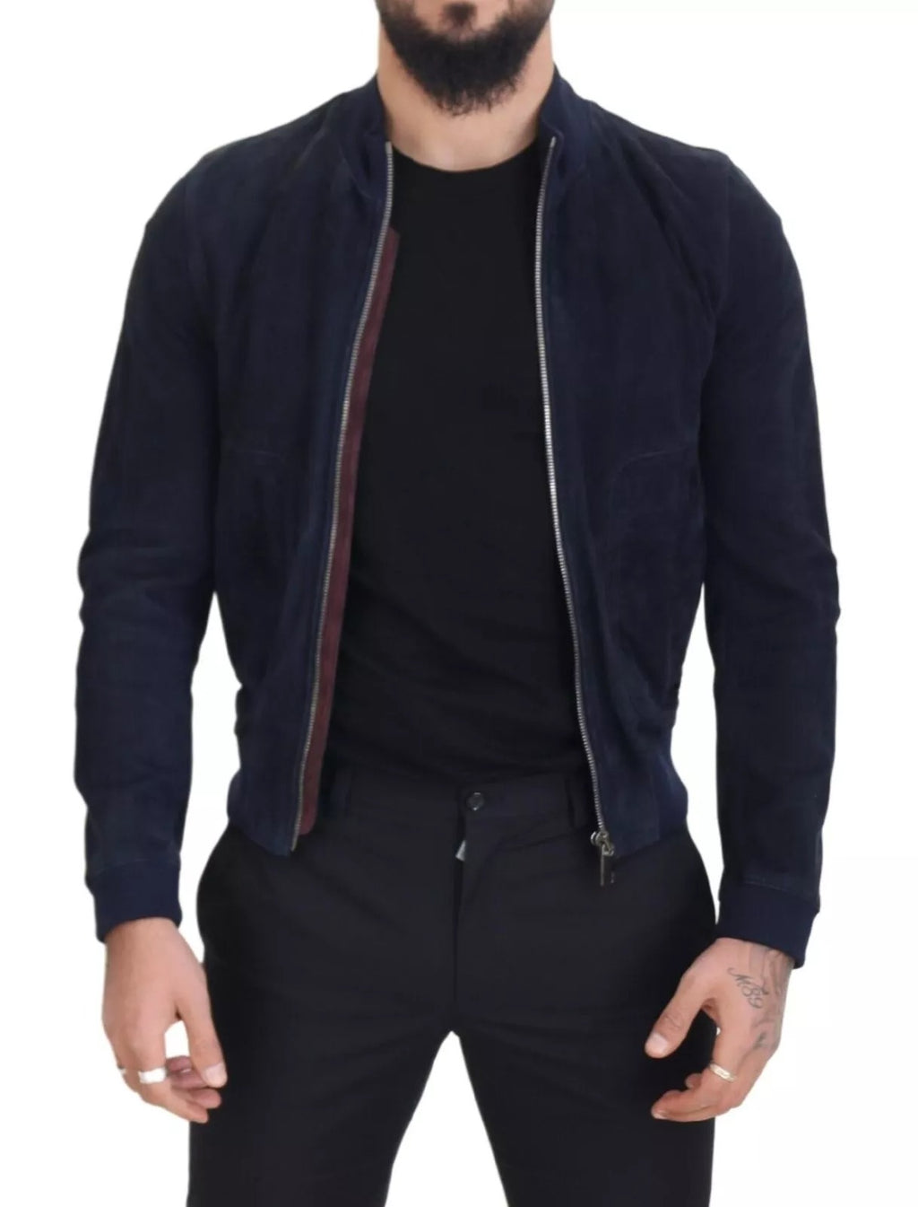 Dolce &amp; Gabbana Dark Blue Suede Lambskin Blouson Jacket
