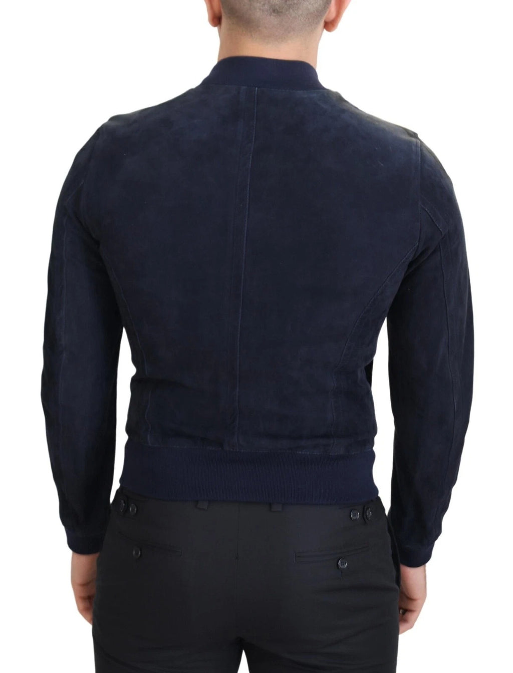 Dolce &amp; Gabbana Dark Blue Suede Lambskin Blouson Jacket