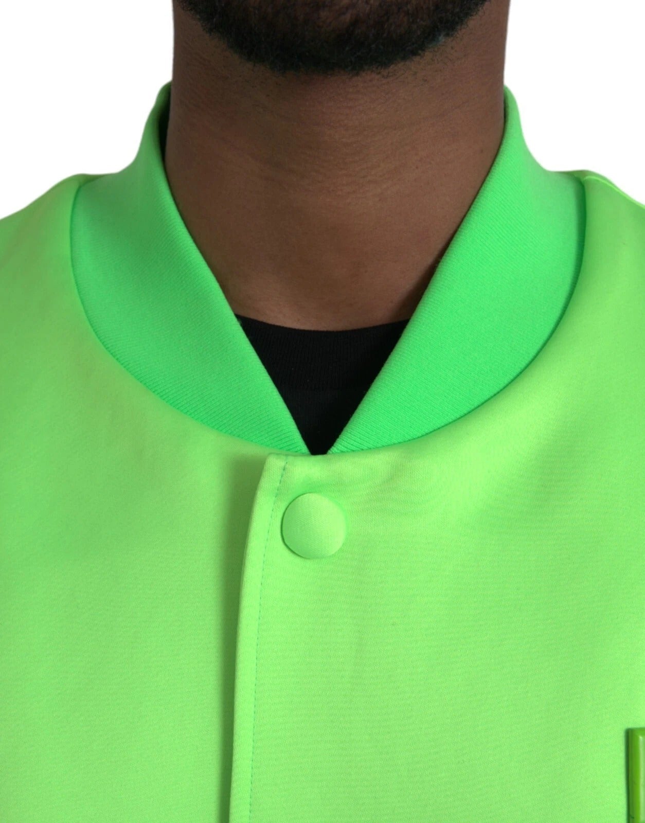 Dolce &amp; Gabbana Neon Green Polyester Long Sleeves Men Bomber Jacket